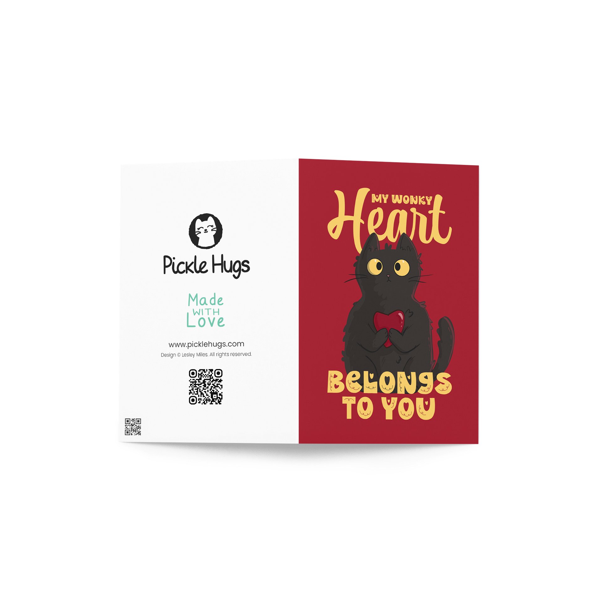 Wonky Heart Romantic Cat Card product image (3)