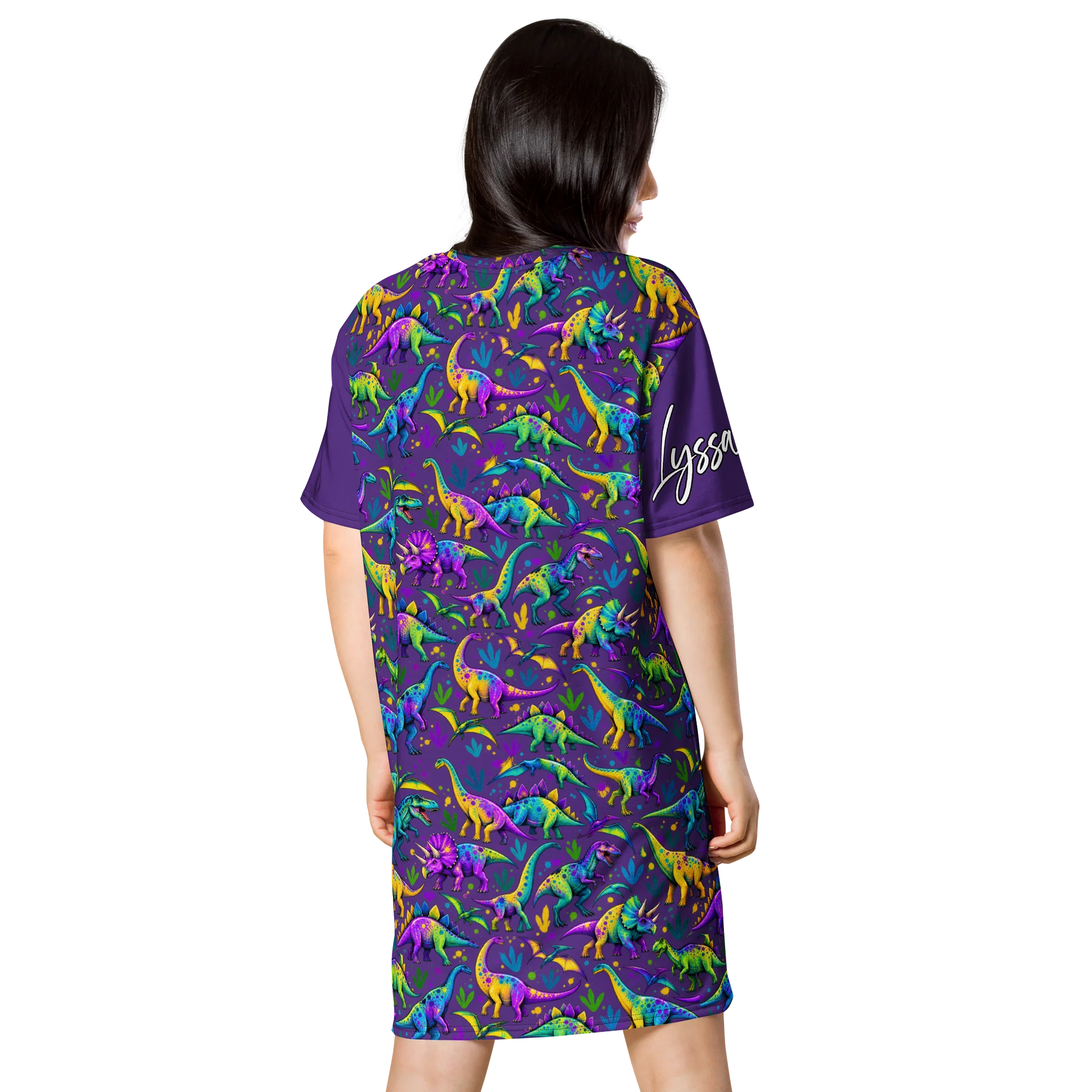 Neon Dino Party T-Shirt Dress product image (2)