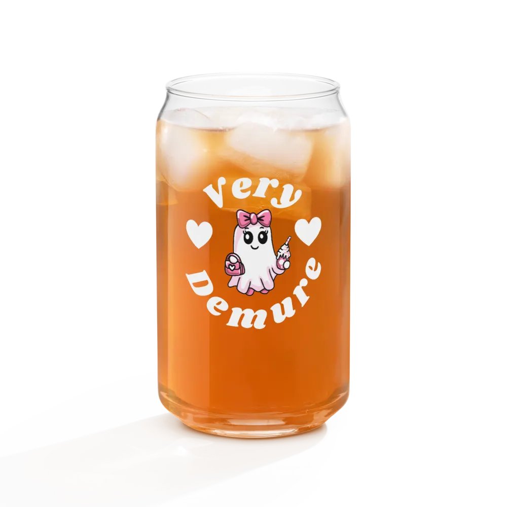 Very Demure Cute Ghost Design 16oz Can-Shaped Drinking Glass product image (4)