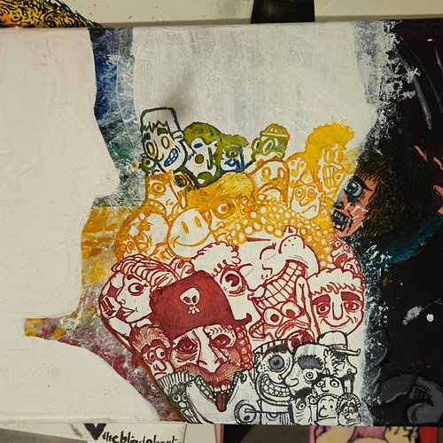 WIP. Sometimes you gotta infuse old ideas with new approaches. Reworking some canvases I was never happy with. Throwing ink a...