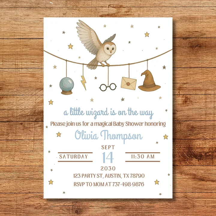 Little Wizard Baby Shower Invitation | Harry Theme | Editable Canva Template | Gender Neutral Invite | Harry Baby Shower Idea product image (2)