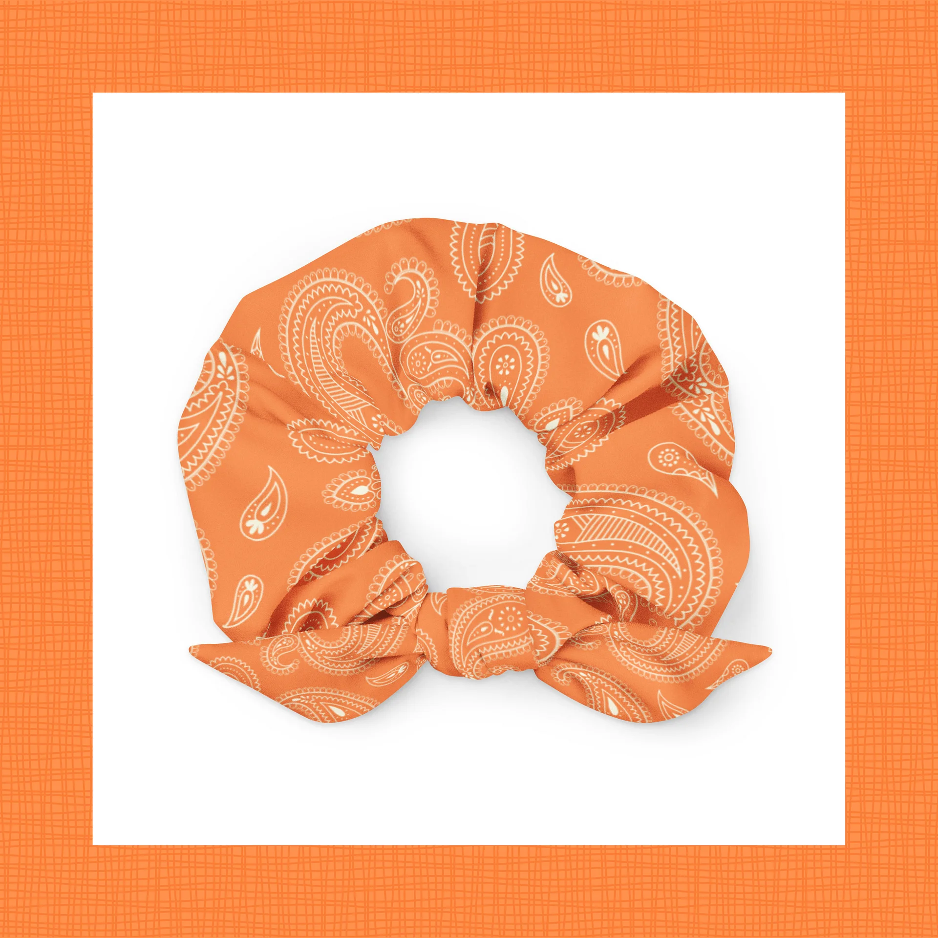 Orange Paisley Scrunchie with Removable Bow product image (1)