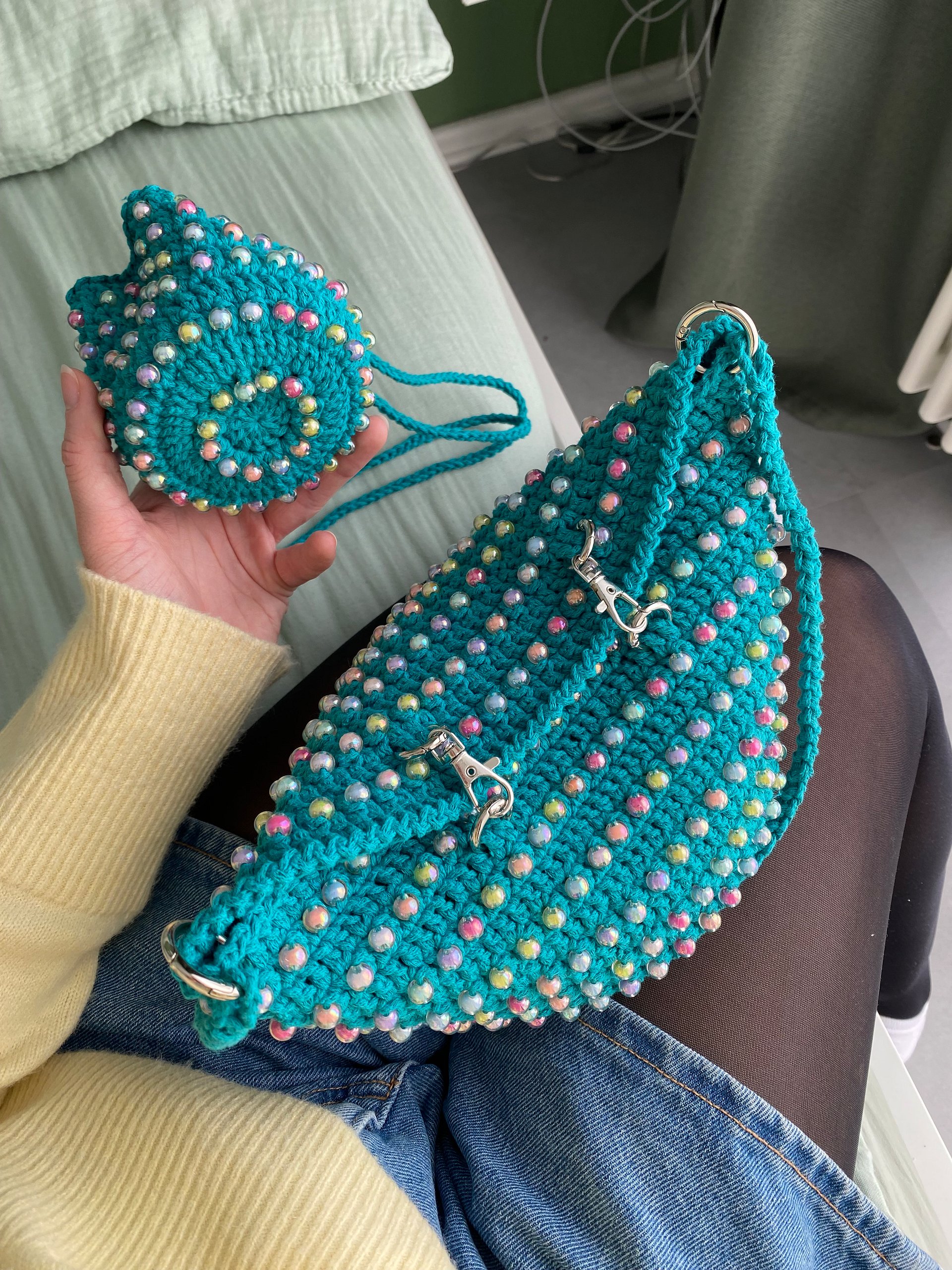 Crochet Pattern Beaded Bag, DIY English video tutorial (PDF pattern) product image (12)