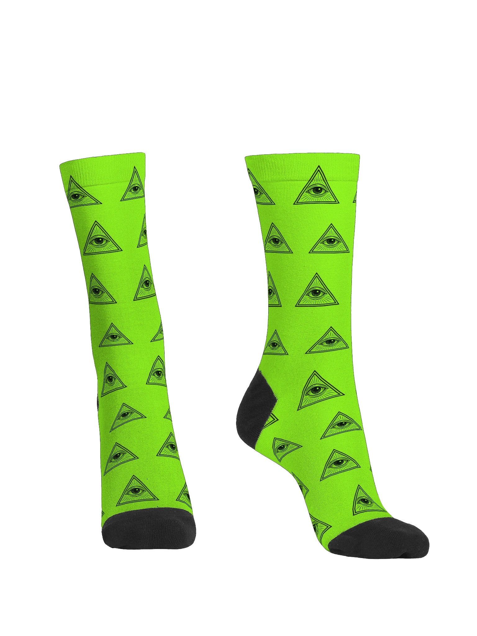 All Seeing Eye Illuminati Conspiracy Theory Lime Green Eco Friendly Crew Socks product image (1)