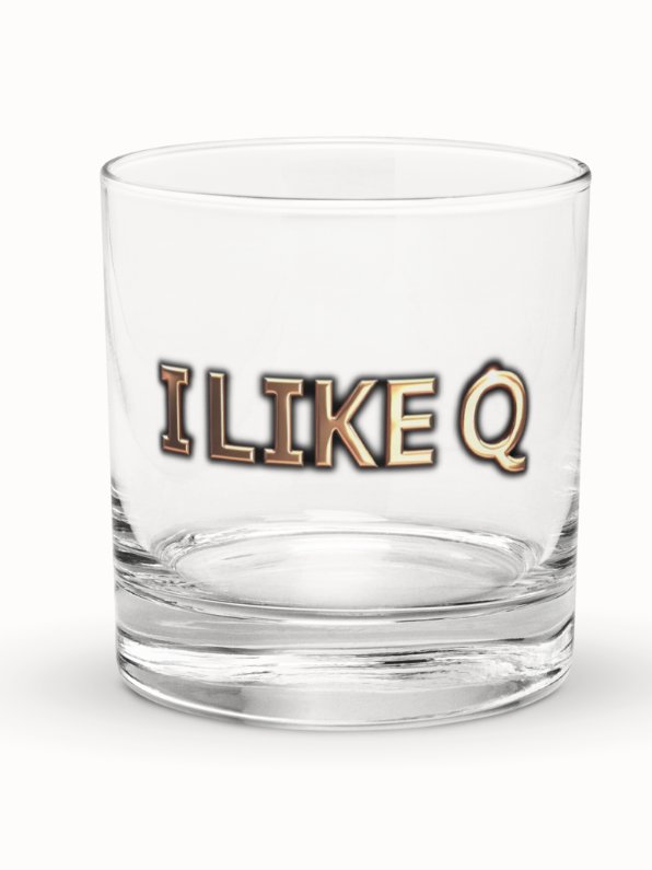 Shiny Metallic Rocks Glass - 'I LIKE Q' product image (1)