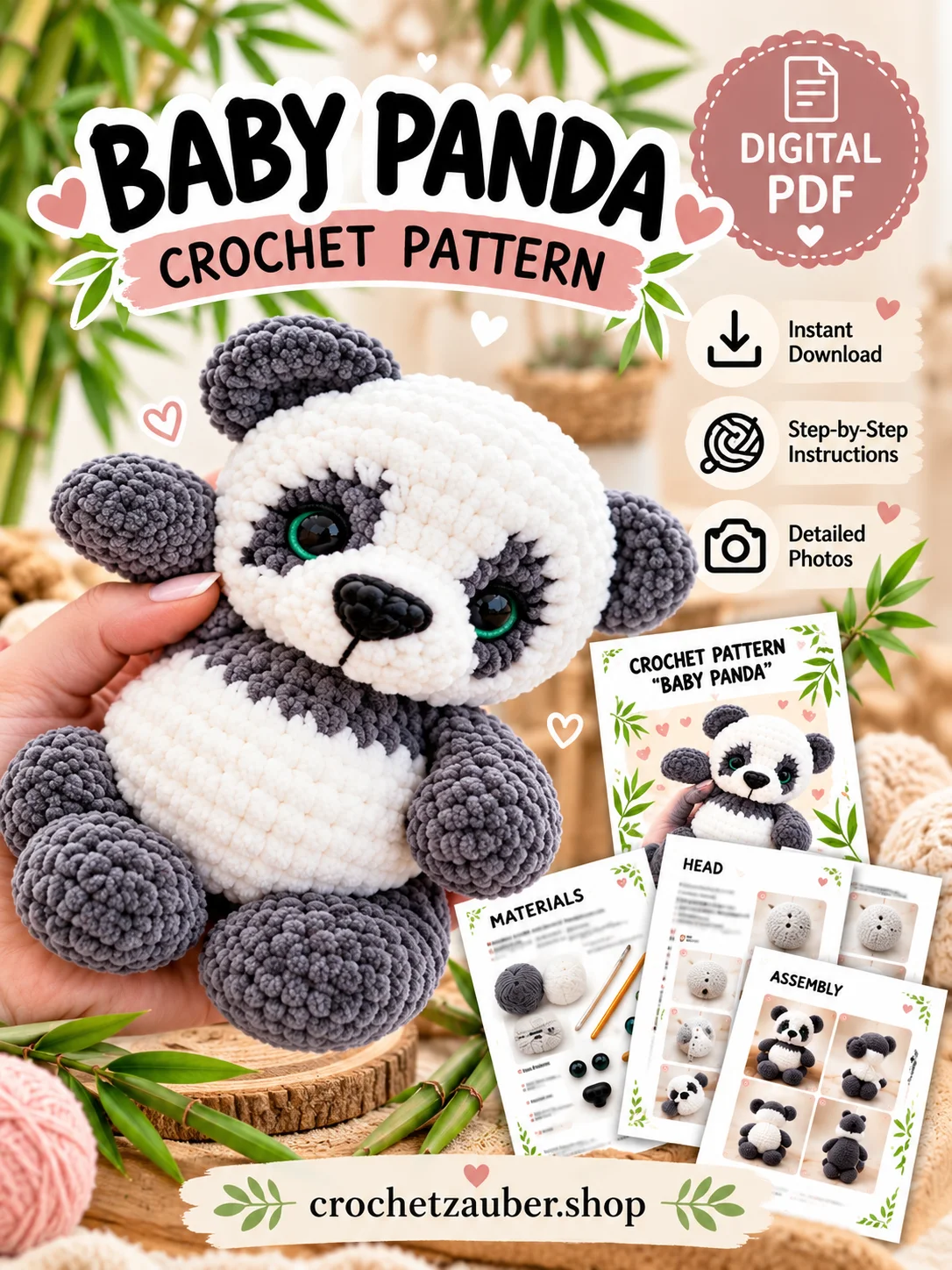 Baby Panda häkeln – Amigurumi Häkelanleitung als PDF product image (1)