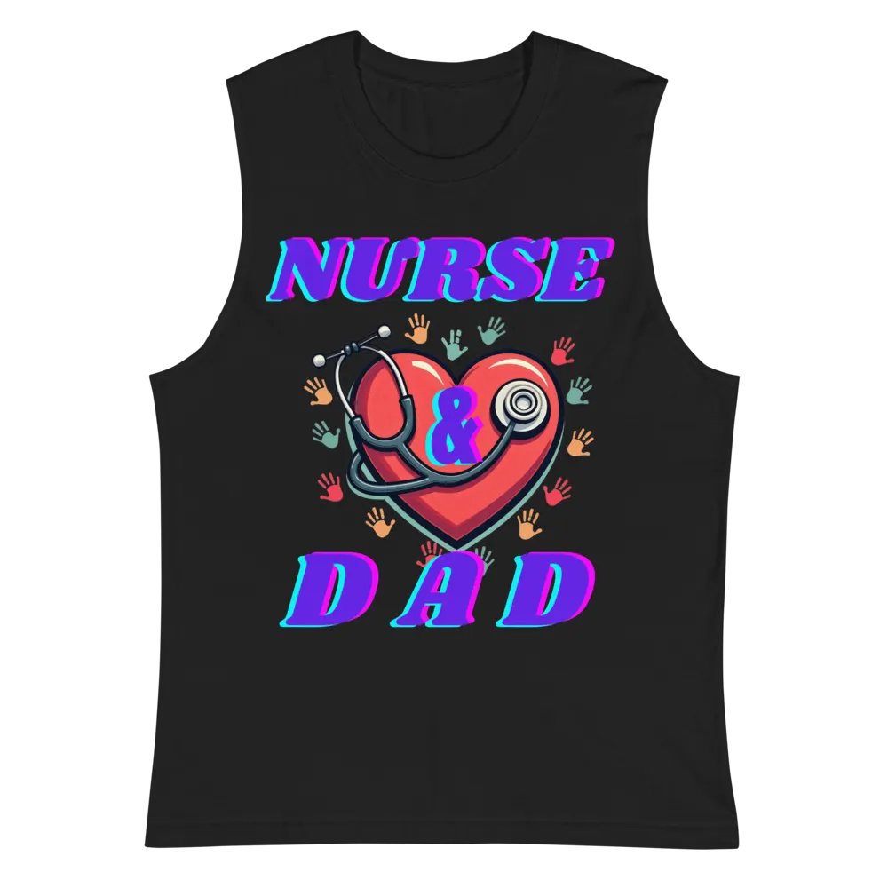 Nurse Dad Heart & Stethoscope Muscle Tank product image (3)