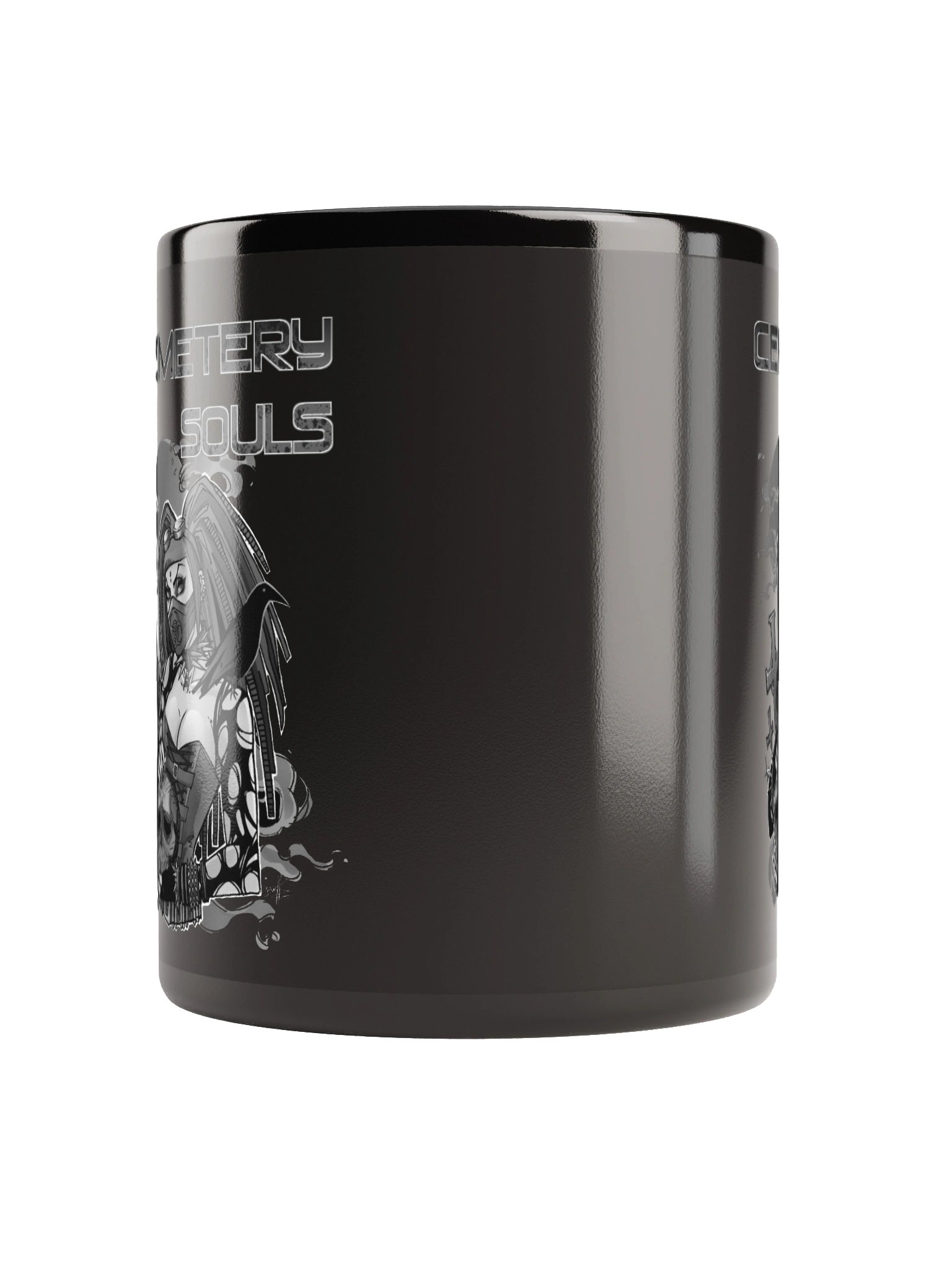 Cemetery Souls - CyberGoth Coffee Mug - Monochrome on black product image (2)