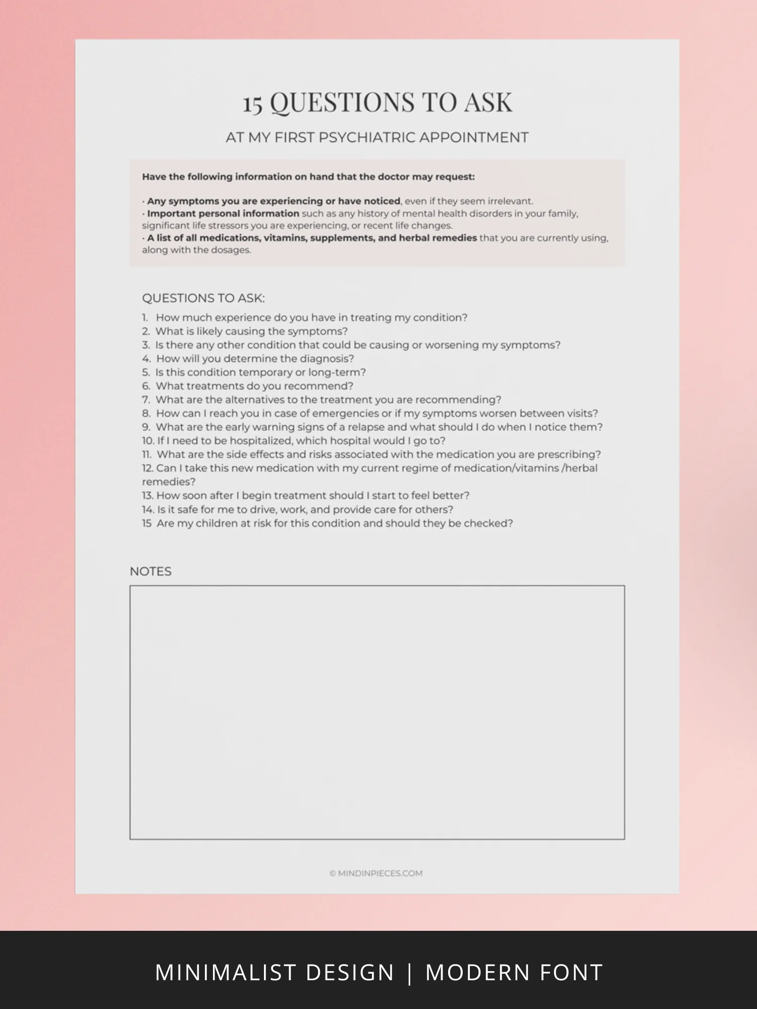 15 Questions to Ask at Your First Psychiatric Appointment Printable Digital Download product image (2)