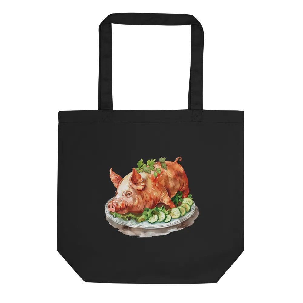 LECHON TOTE: VERSATILE USE, ORGANIC BLACK TOTE BAG, FILIPINO (DOUBLE-SIDED), PORK ROASTED PIG product image (3)