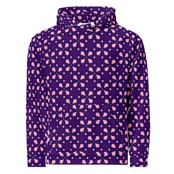 Violet Vibe – Fun Flower Tile Seamless Pattern Unisex Hoodie product image (1)