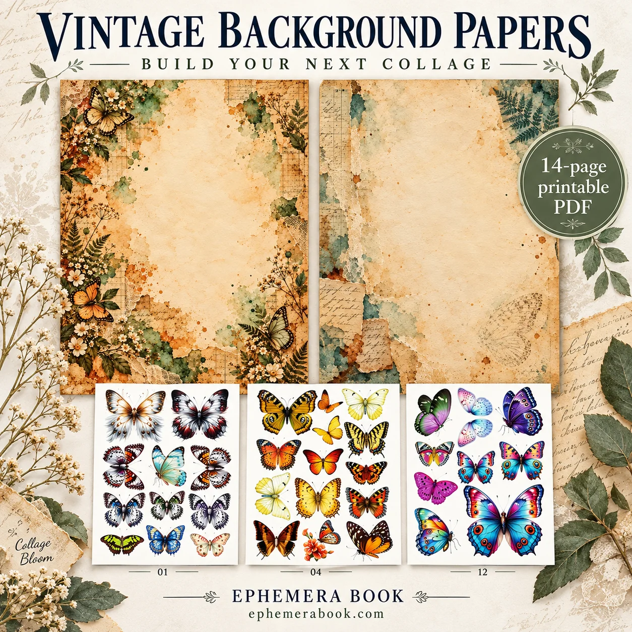 Butterfly Ephemera Printable PDF | 14 Pages | Ephemera Book product image (3)