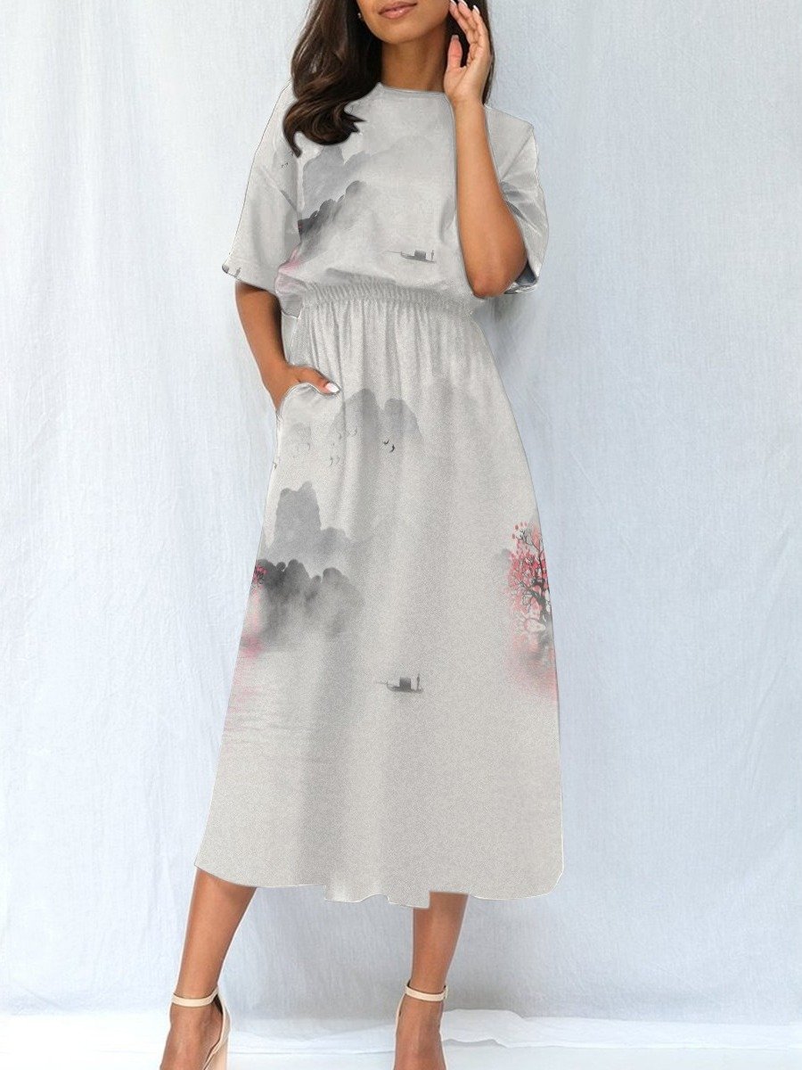 Blossom Mist Landscape Midi Dress product image (2)