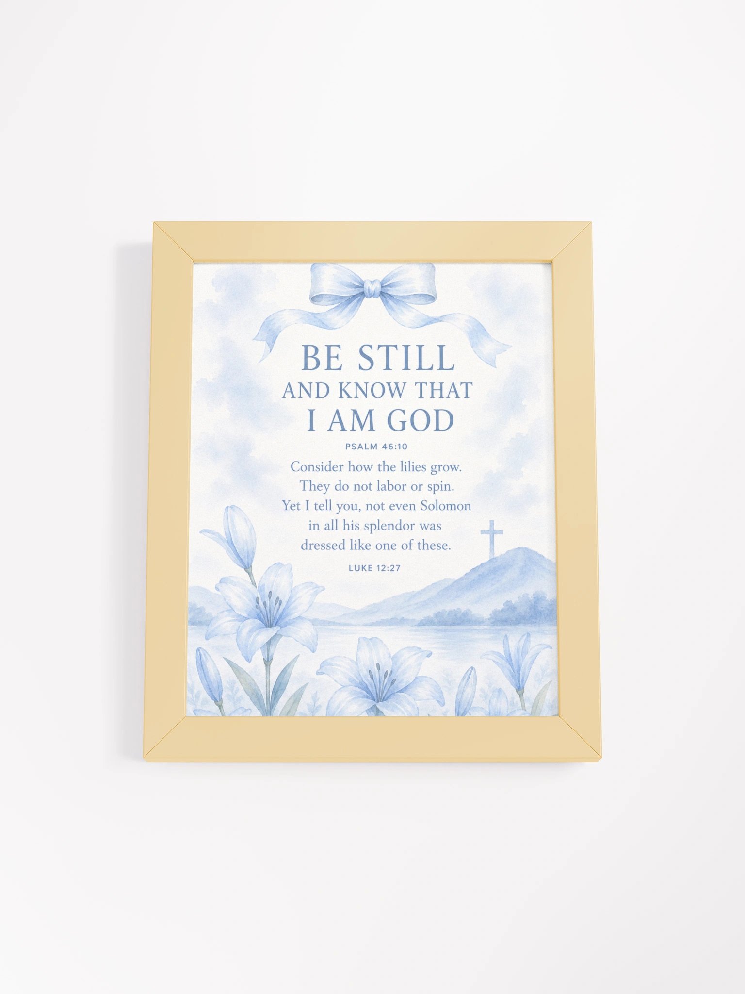 Be Still And Know That I Am God Psalm 46:10 Faith | Blue Coquette Framed Christian Wall Art product image (1)