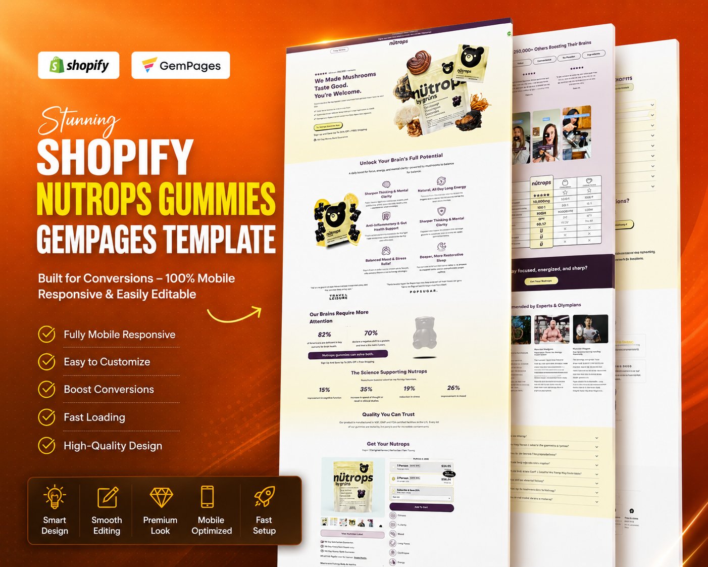Nutrops Gummies Gempages Template product image (1)