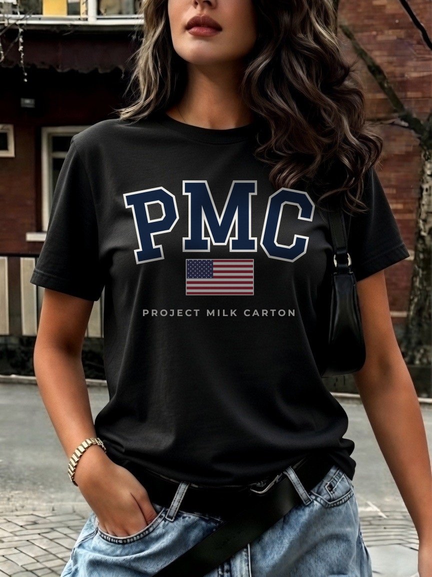 PMC Varsity Flag Women's Fitted Tee, Black product image (1)
