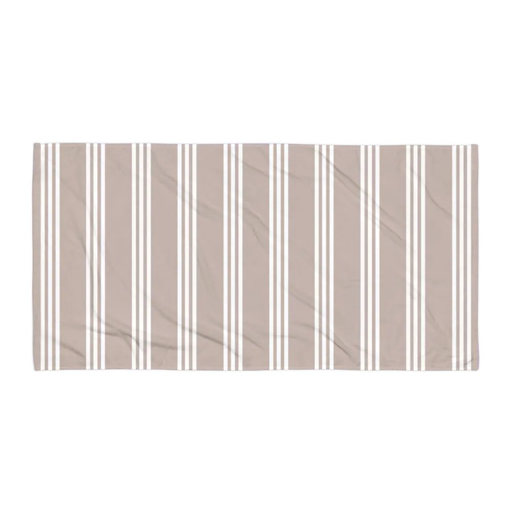 CLASSIC BEIGE WHITE STRIPES TOWEL - Streifen Handtuch Beige Weiss product image (2)