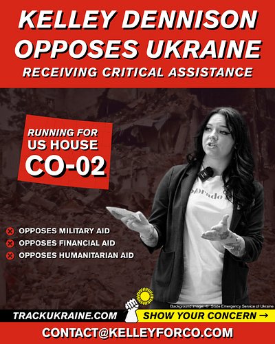 Republican Kelley Dennison is running in Colorado's 2nd Congressional District [CO-02] on November 3.

❌Opposes military aid
...