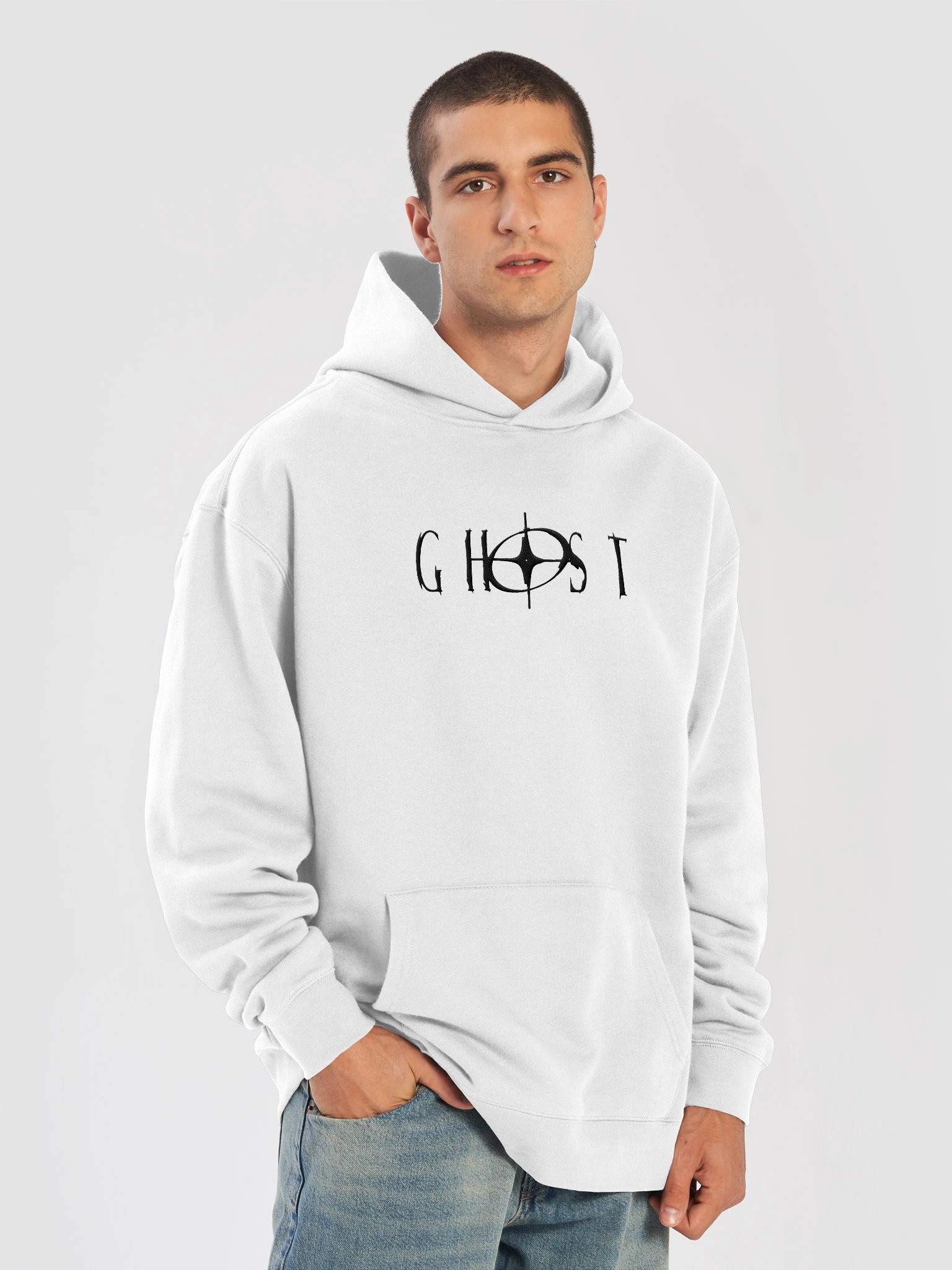 Dark Orbit White Oversized Hoodie product image (7)
