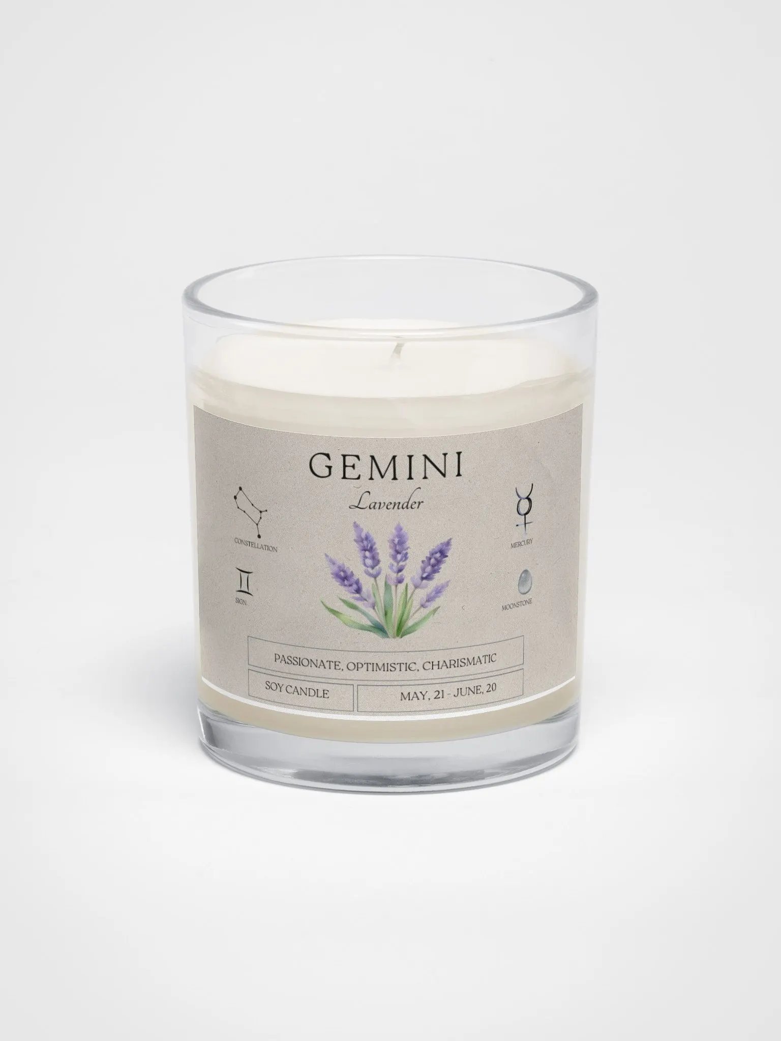 Gemini Birth Month Flower Birthstone Vegan Soy Wax Candle product image (2)
