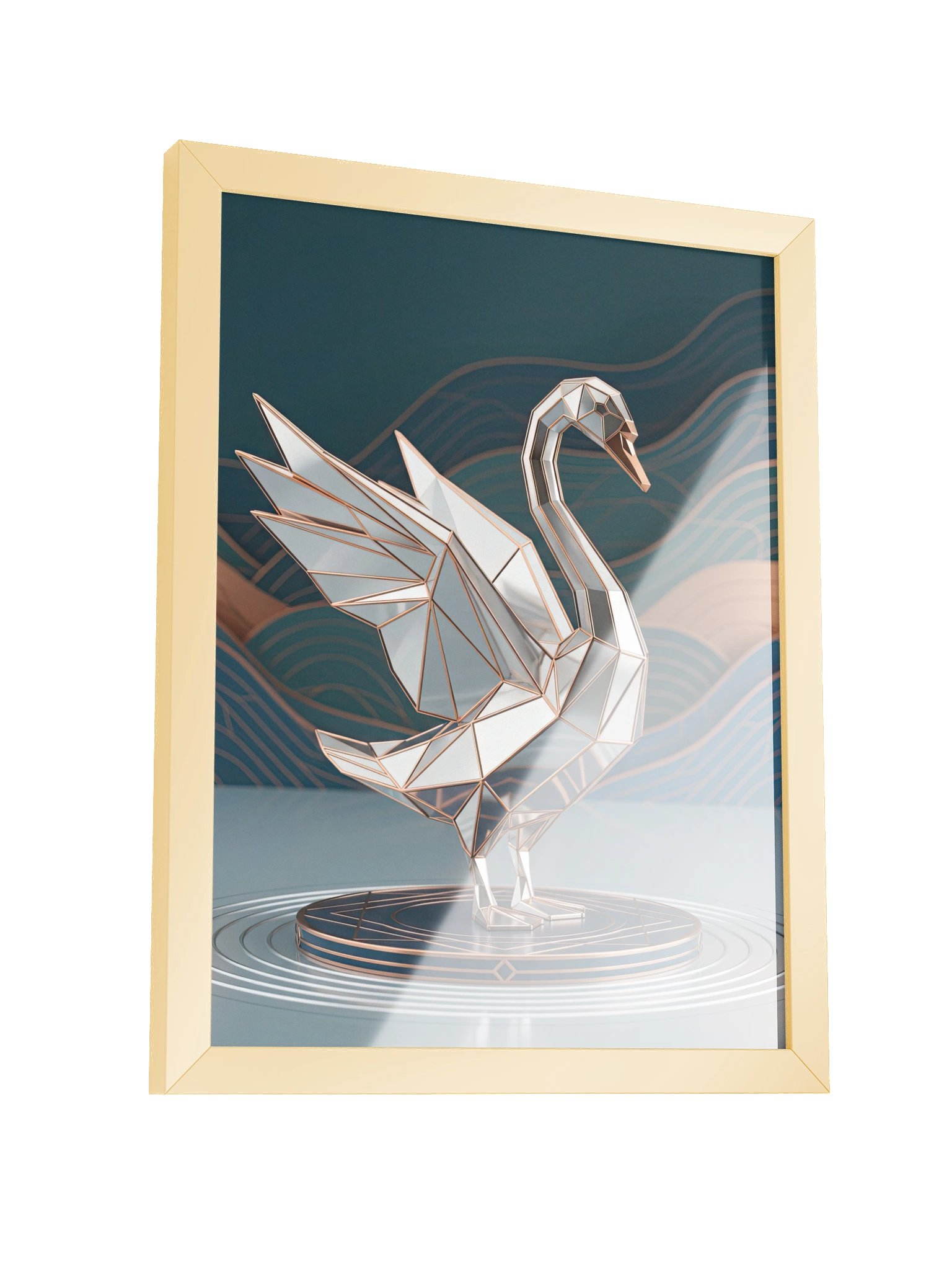 Geometric Metallic Swan Framed Poster - Neo-Deco Wall Art product image (17)