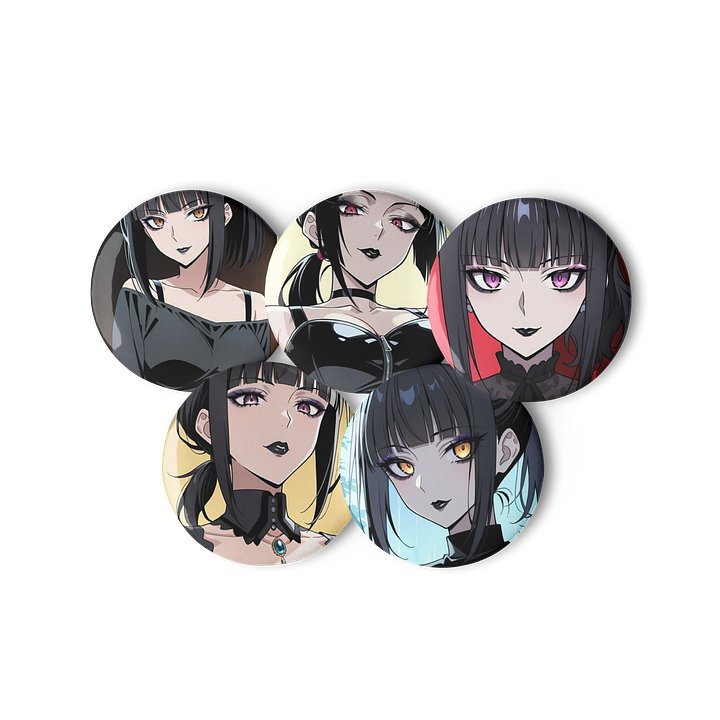 Luna Rain Original Character Emo Pin Button Set 5-Pack | Golden Eyes Rain Aesthetic Mysterious Soul product image (2)