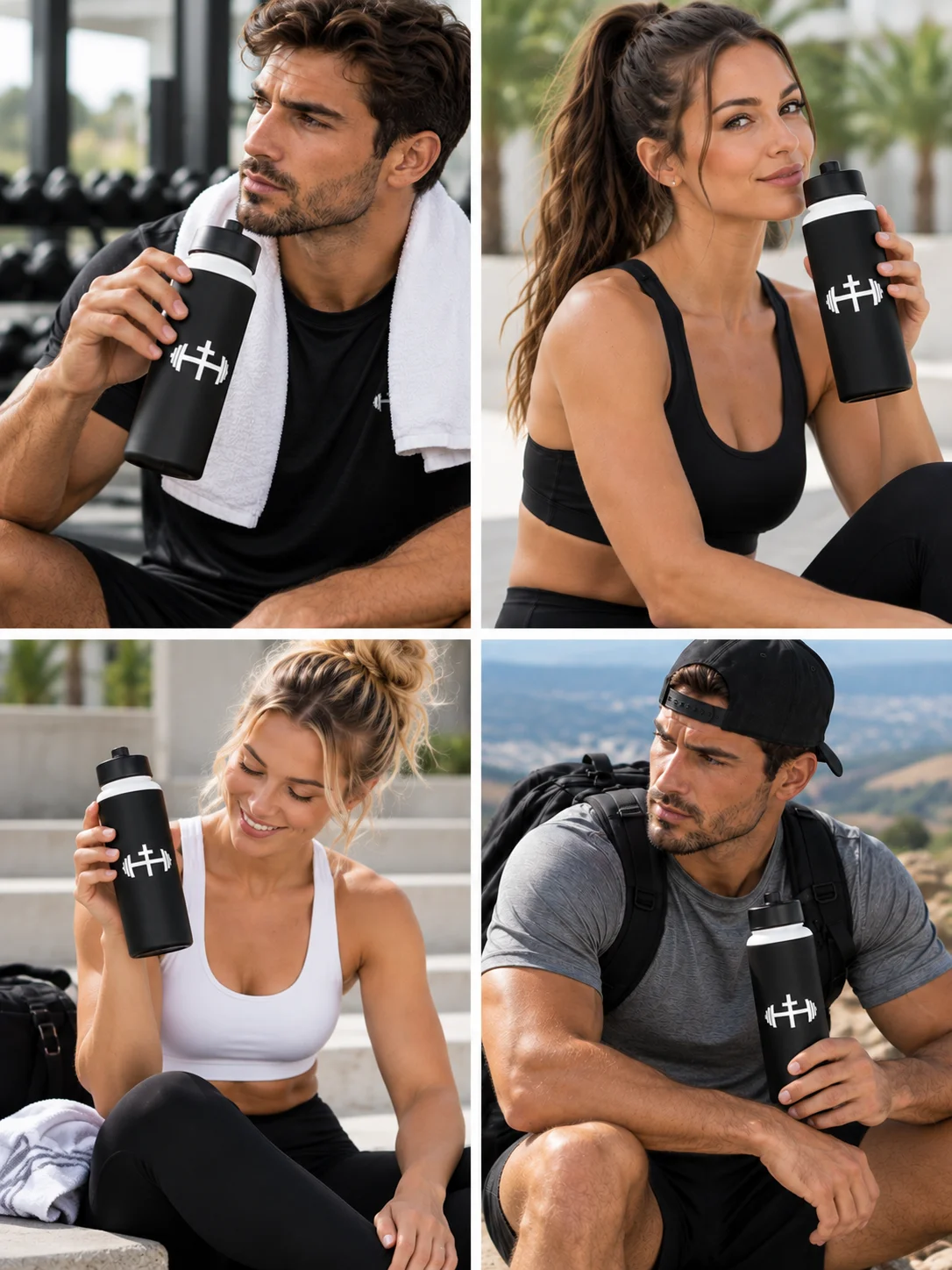 His House Stainless Steel Water Bottle with a Straw Lid - Black by His House