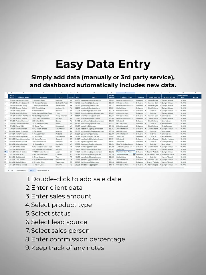 Dynamic Sales Dashboard (Google Sheets) product image (2)