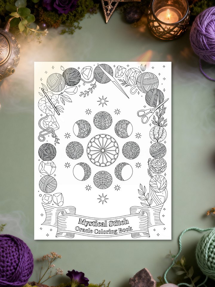 Mystical Stitch Oracle Coloring Book | Printable Crochet Coloring Pages | Fiber Arts Meditation & Magic product image (1)