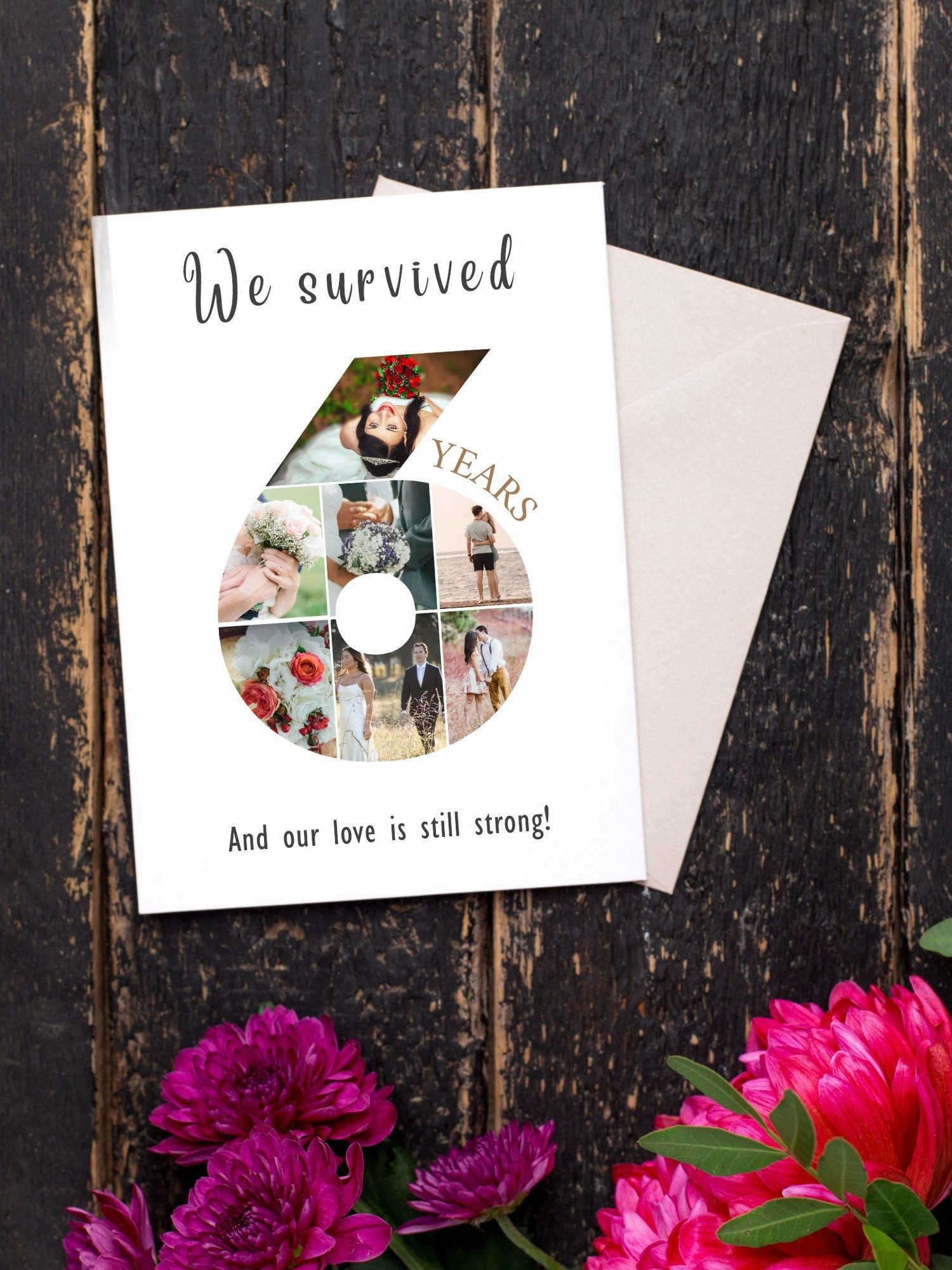 6 Year Anniversary Photo Card Editable Canva Template product image (3)