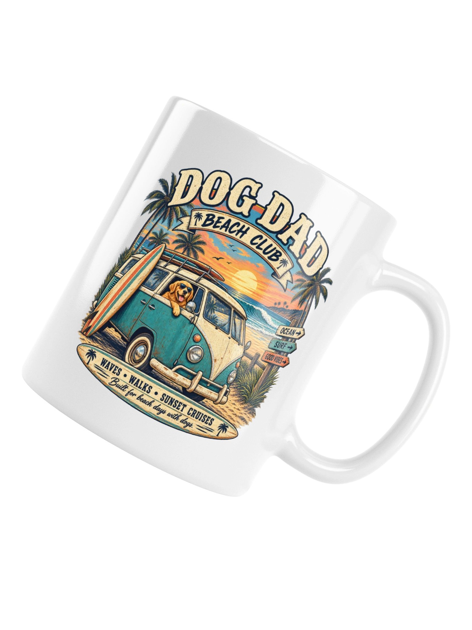 Dog Dad Beach Club Mug | Vintage Surf Dog Dad Coffee Mug product image (16)