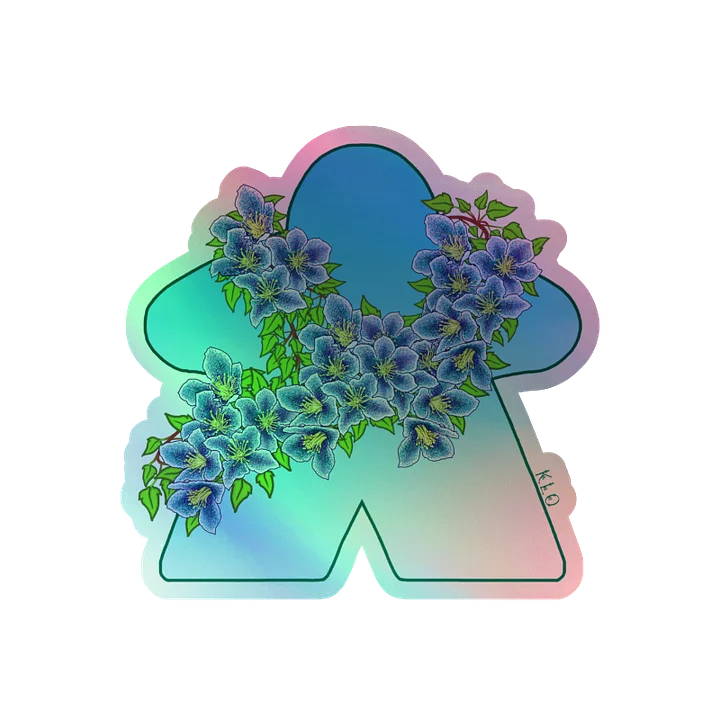 Blue Spring Flower Meeple Holographic Sticker product image (4)