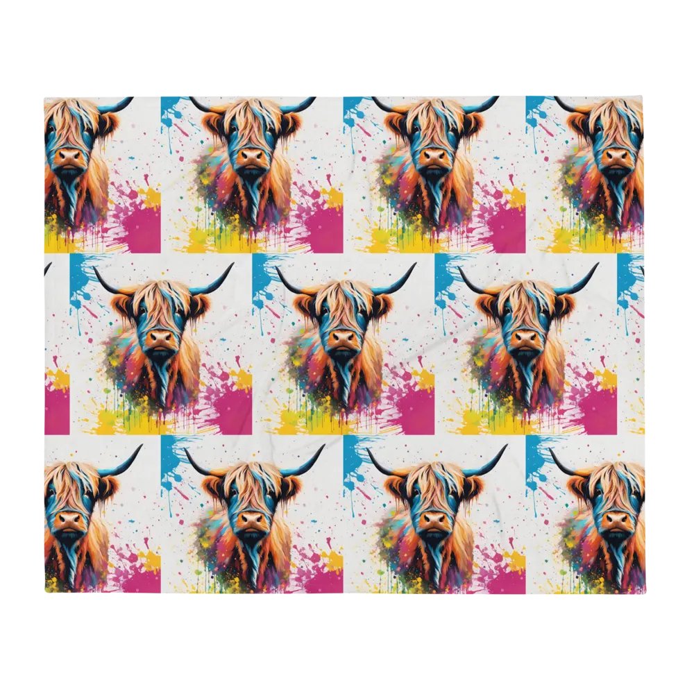 Multi Coloured Paint Splash Highland Cow Blanket product image (4)