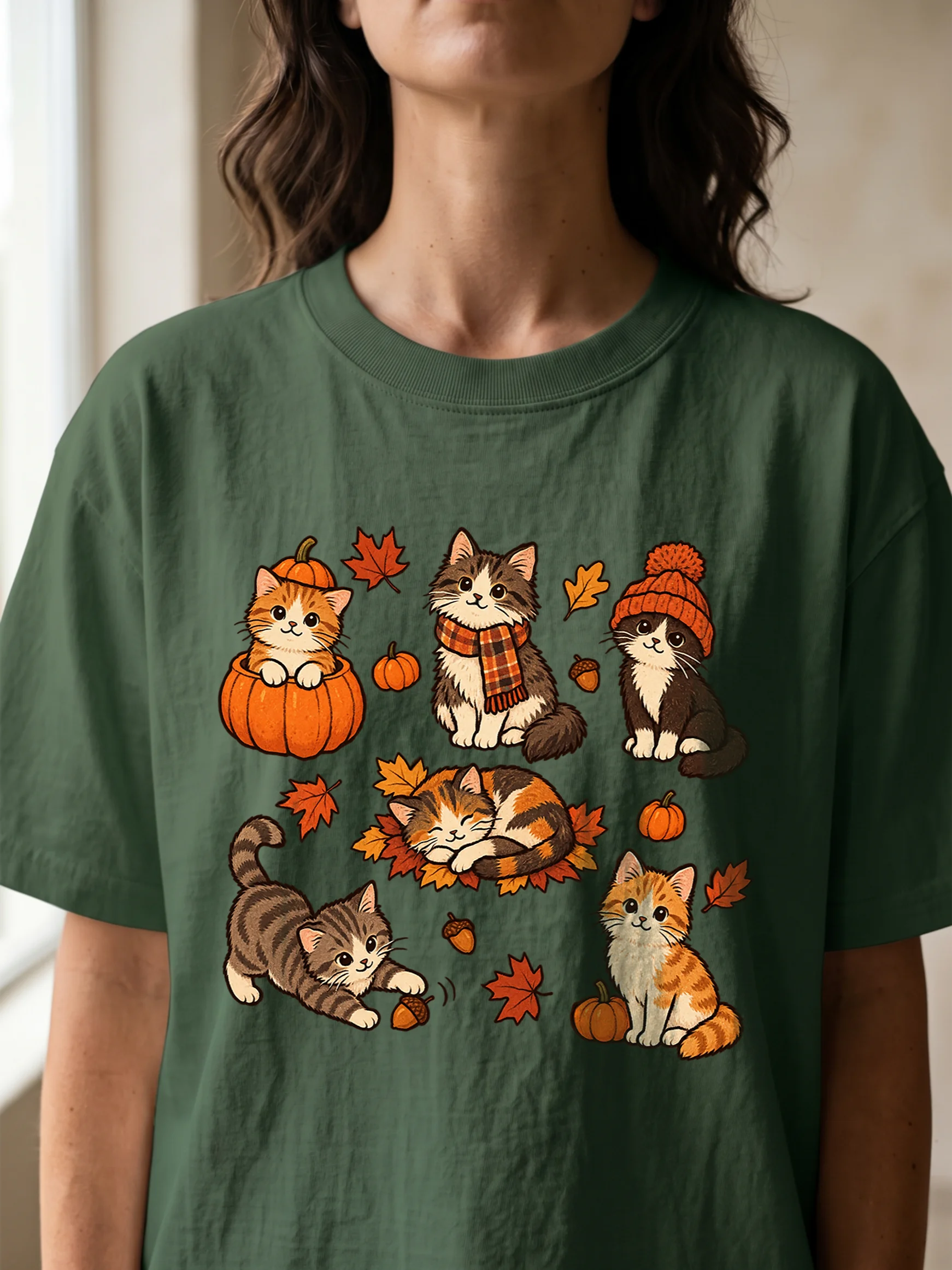 Fall Cats T-Shirt | Autumn Kitten Pumpkin Tee | Cute Cat Lover Gift Shirt product image (2)