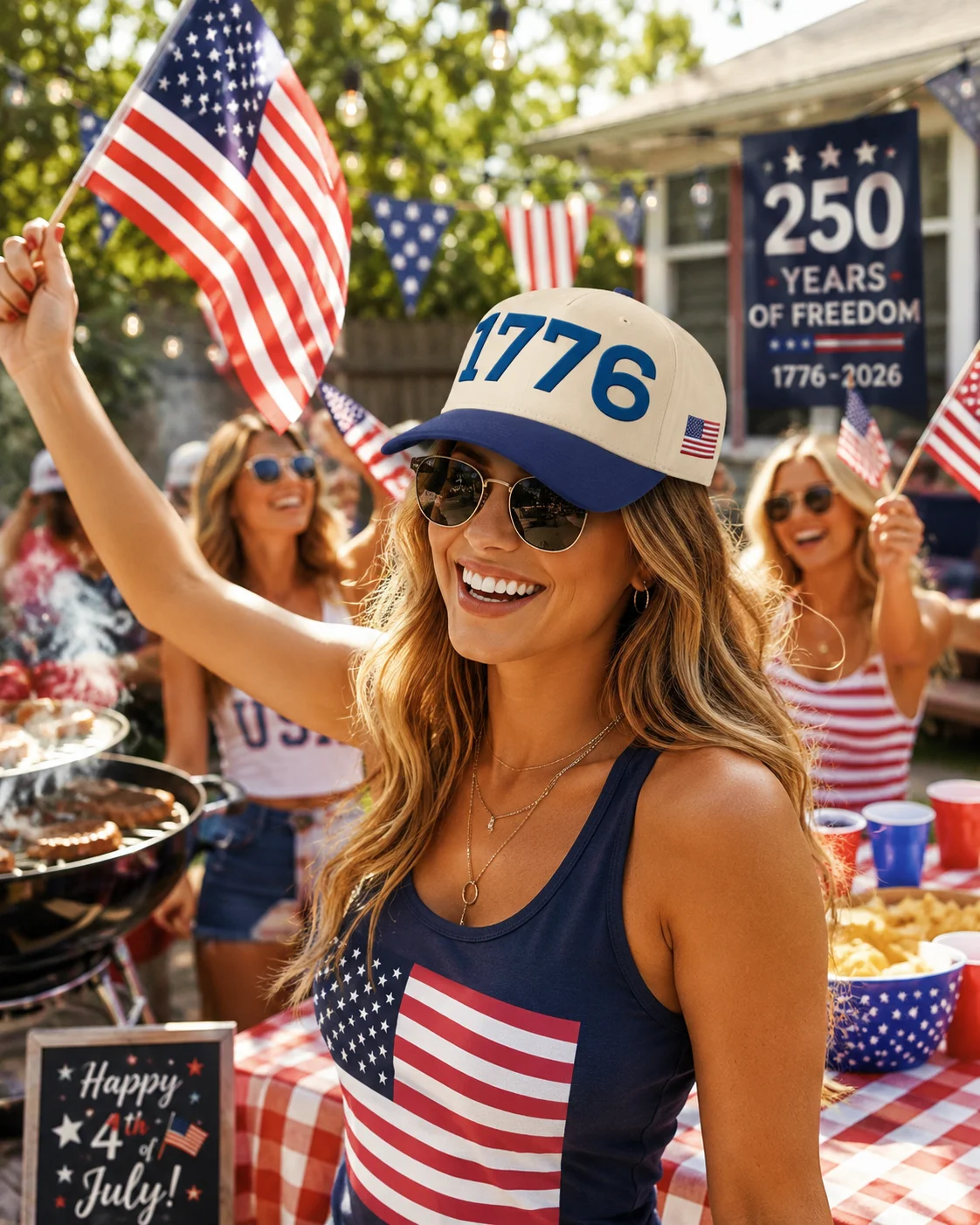 Embroidered 1776 Hat | USA 250th Anniversary Patriotic Cap product image (1)