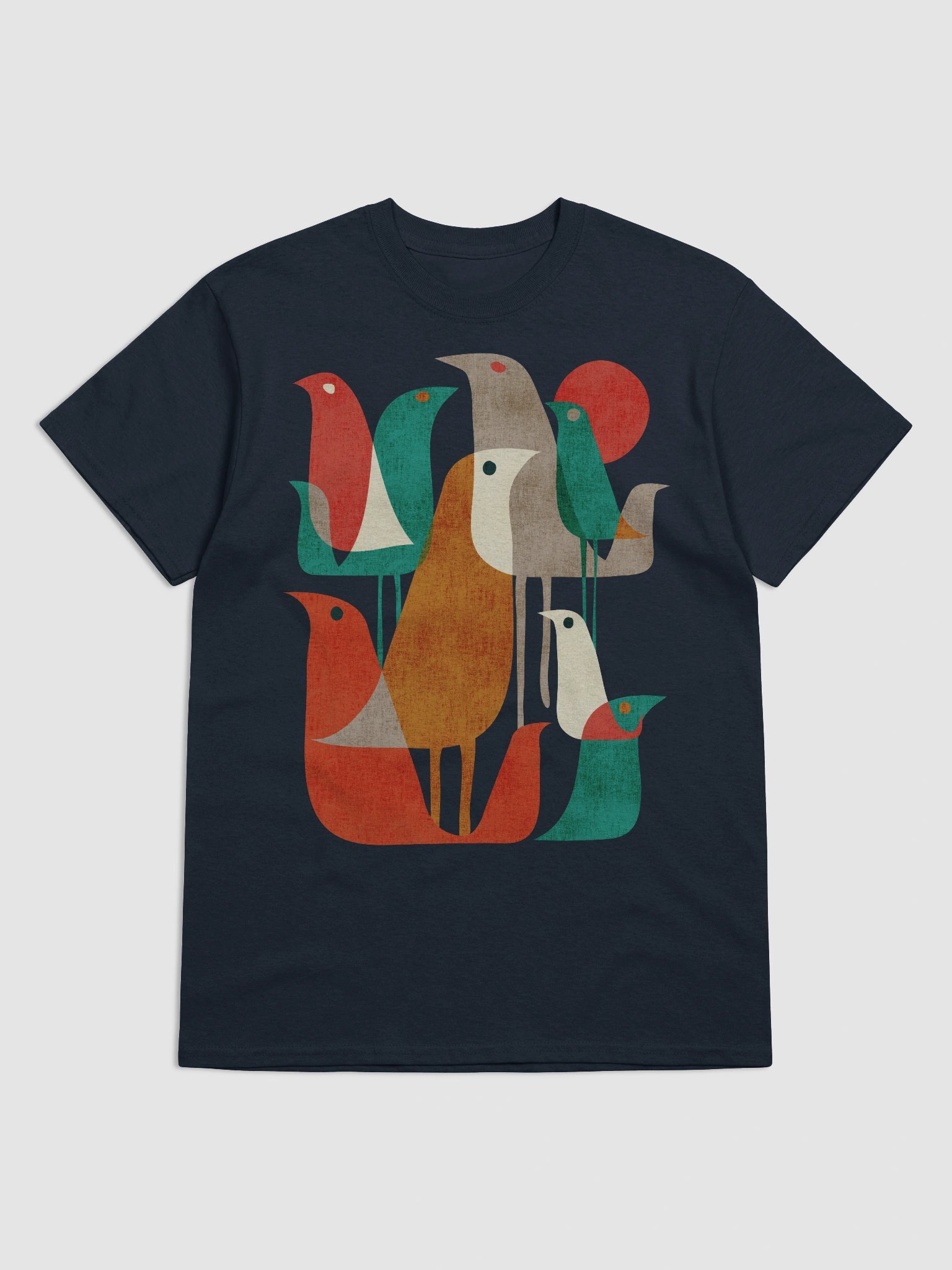 Mid-century birds graphic t-shirt product image (29)