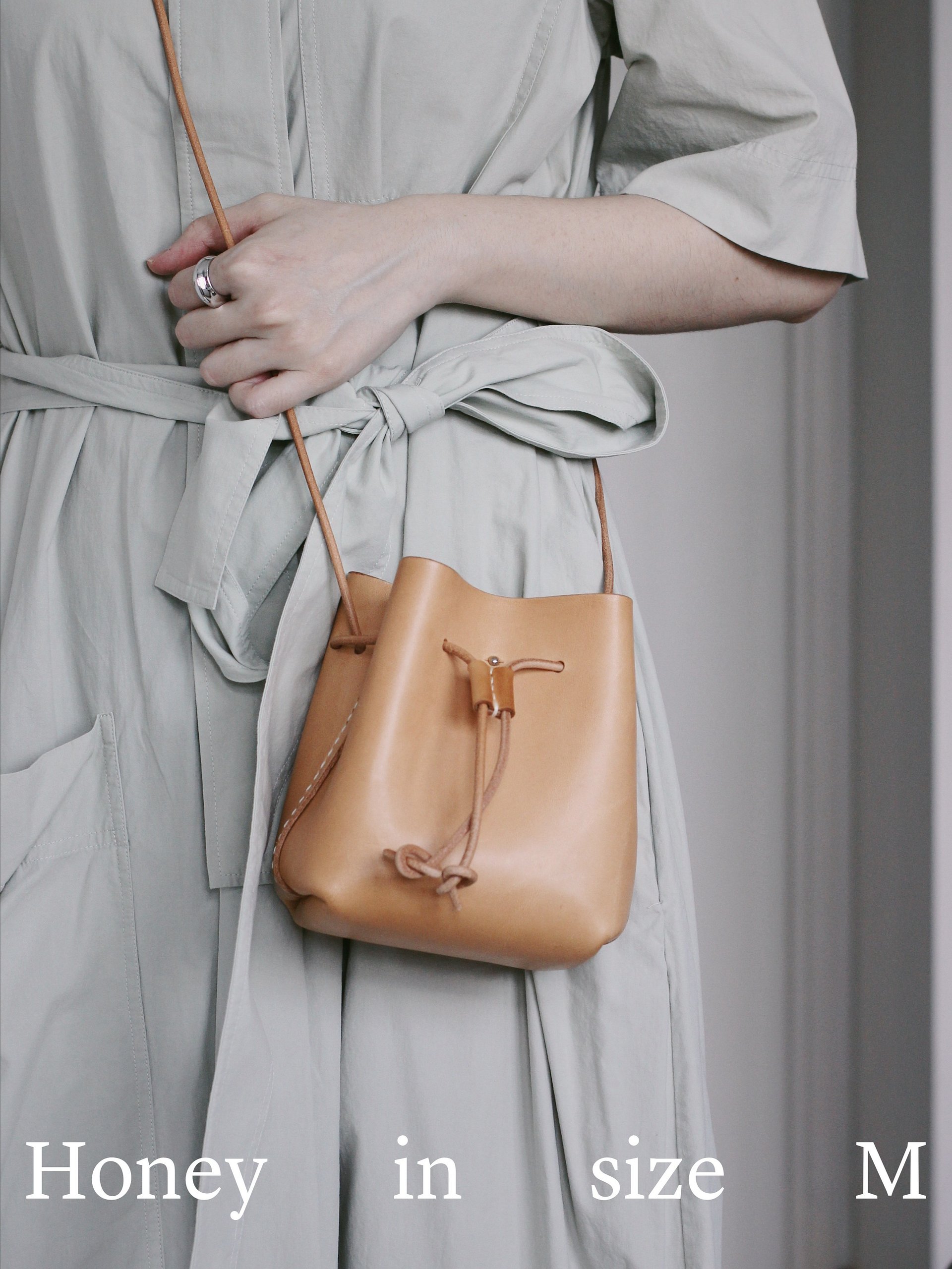 Leather Drawstring Bucket Bag product image (5)