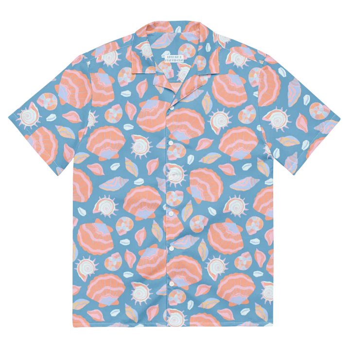 Retro Seashells Blue Hawaiian Shirt product image (2)