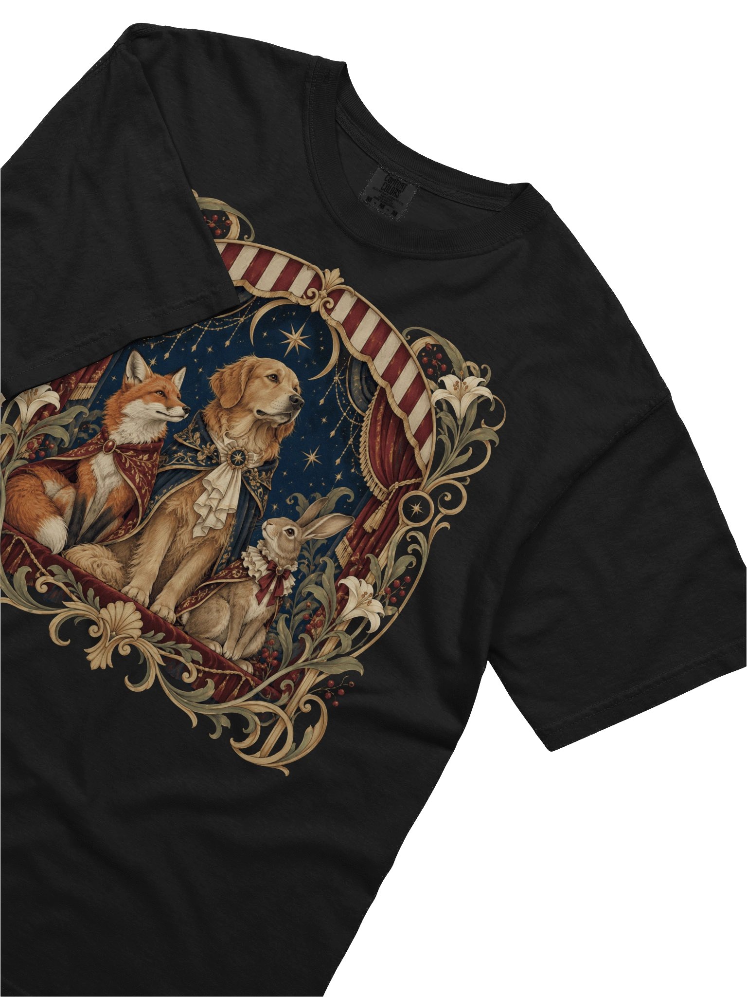 Vintage Woodland Animal Graphic T-Shirt – Dog, Fox & Rabbit Storybook Art Tee product image (11)