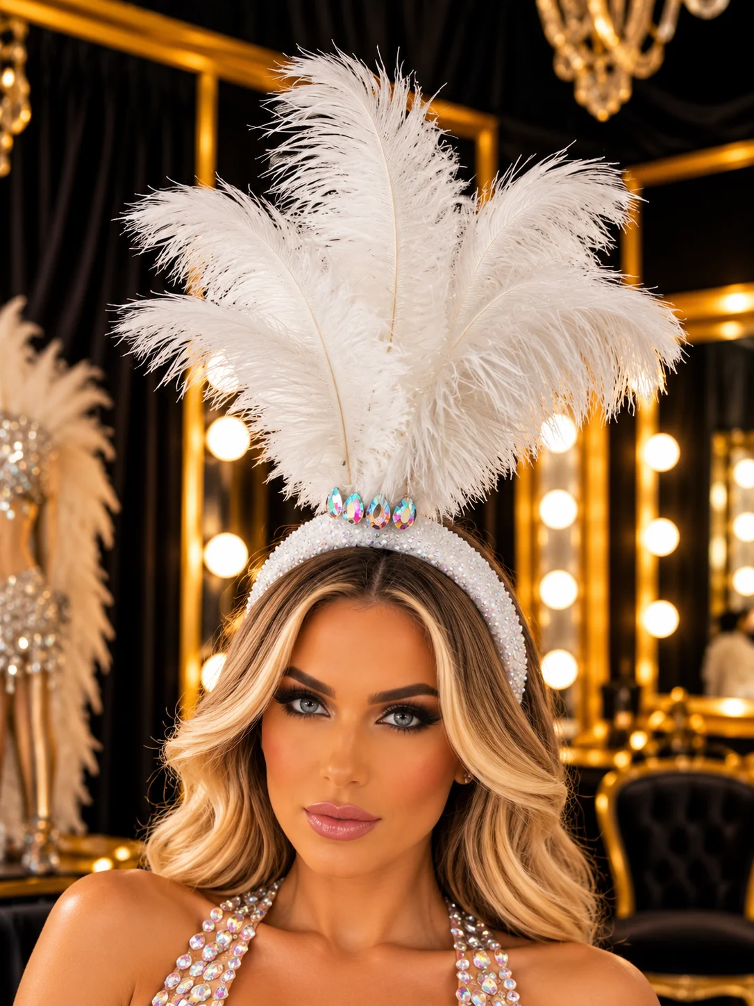 Ostrich Feather Showgirl Headband. 2 heights available. product image (4)