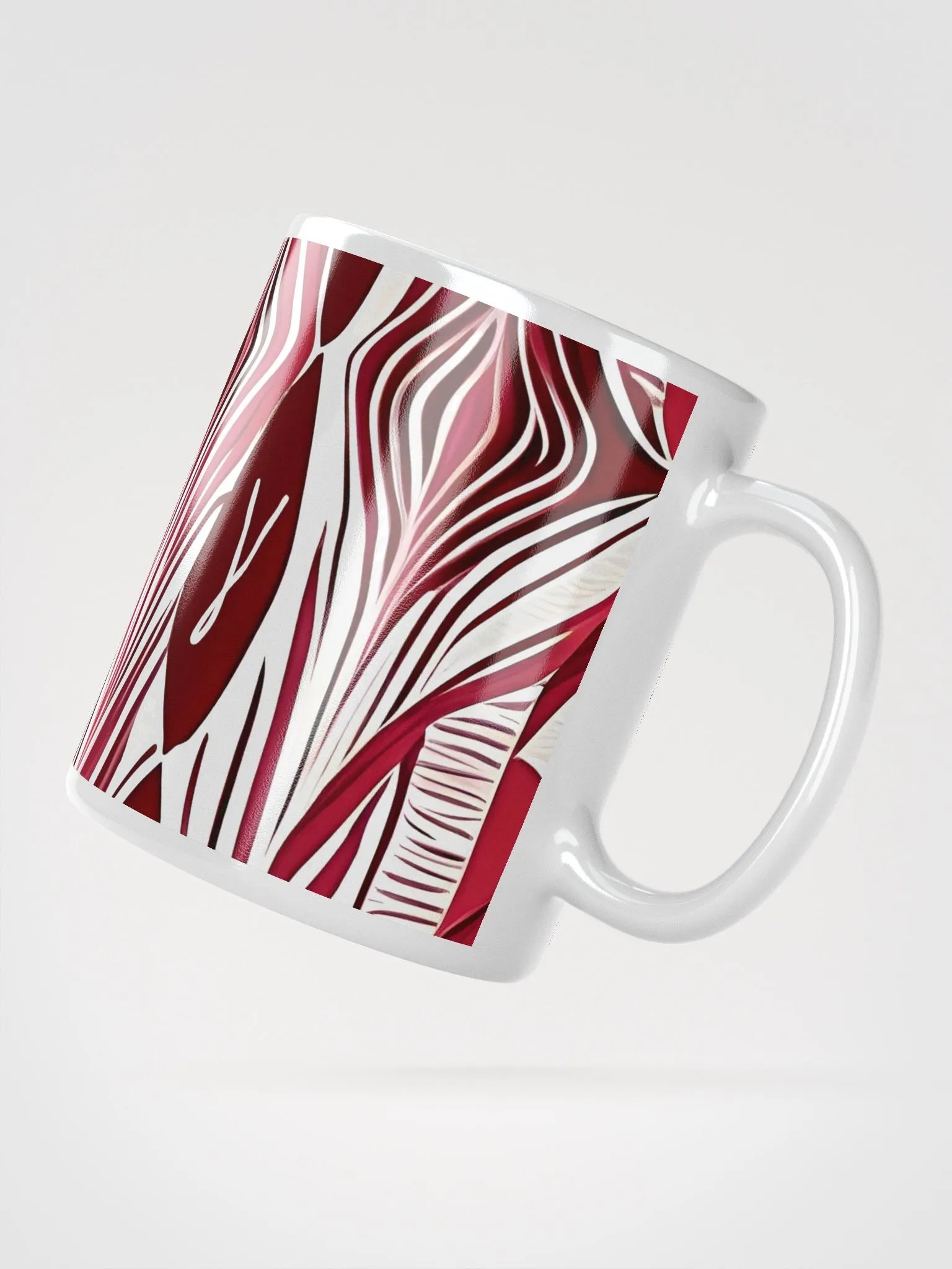 Burgundy & White Abstract Art White Glossy Mug product image (6)