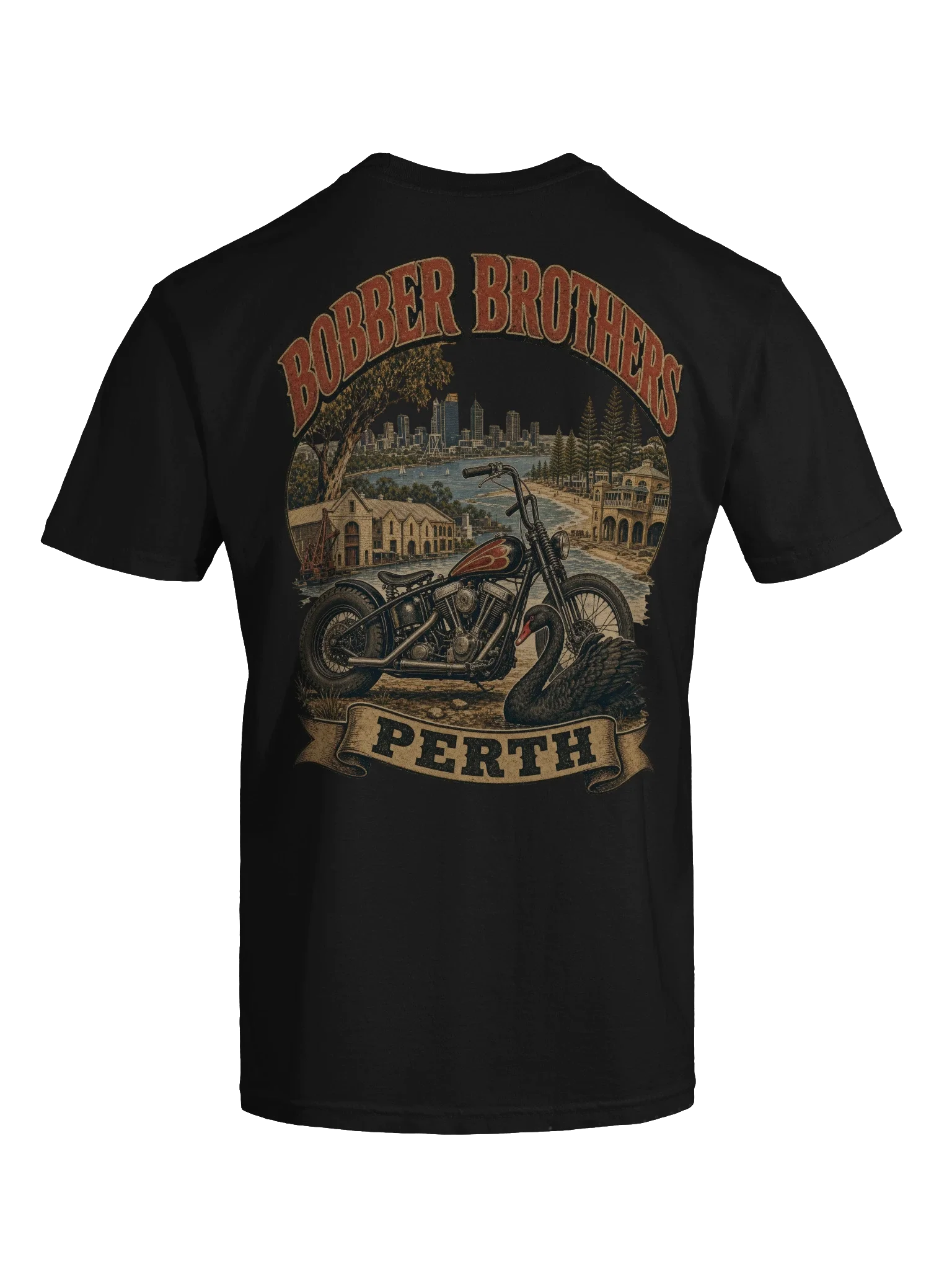 Perth motorcycle t-shirt design by Bobber Brothers