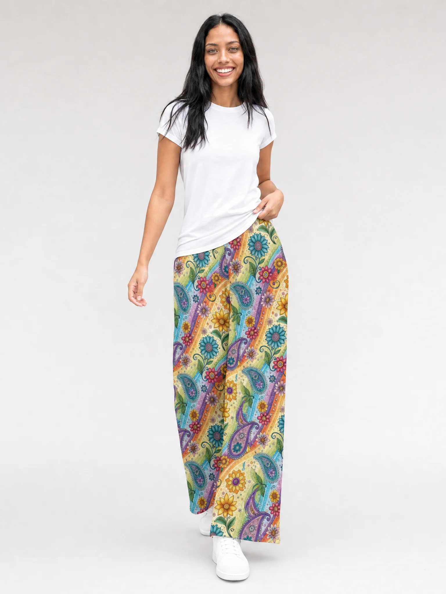 Sunny Paisley Flower Wide-Leg Pants product image (2)