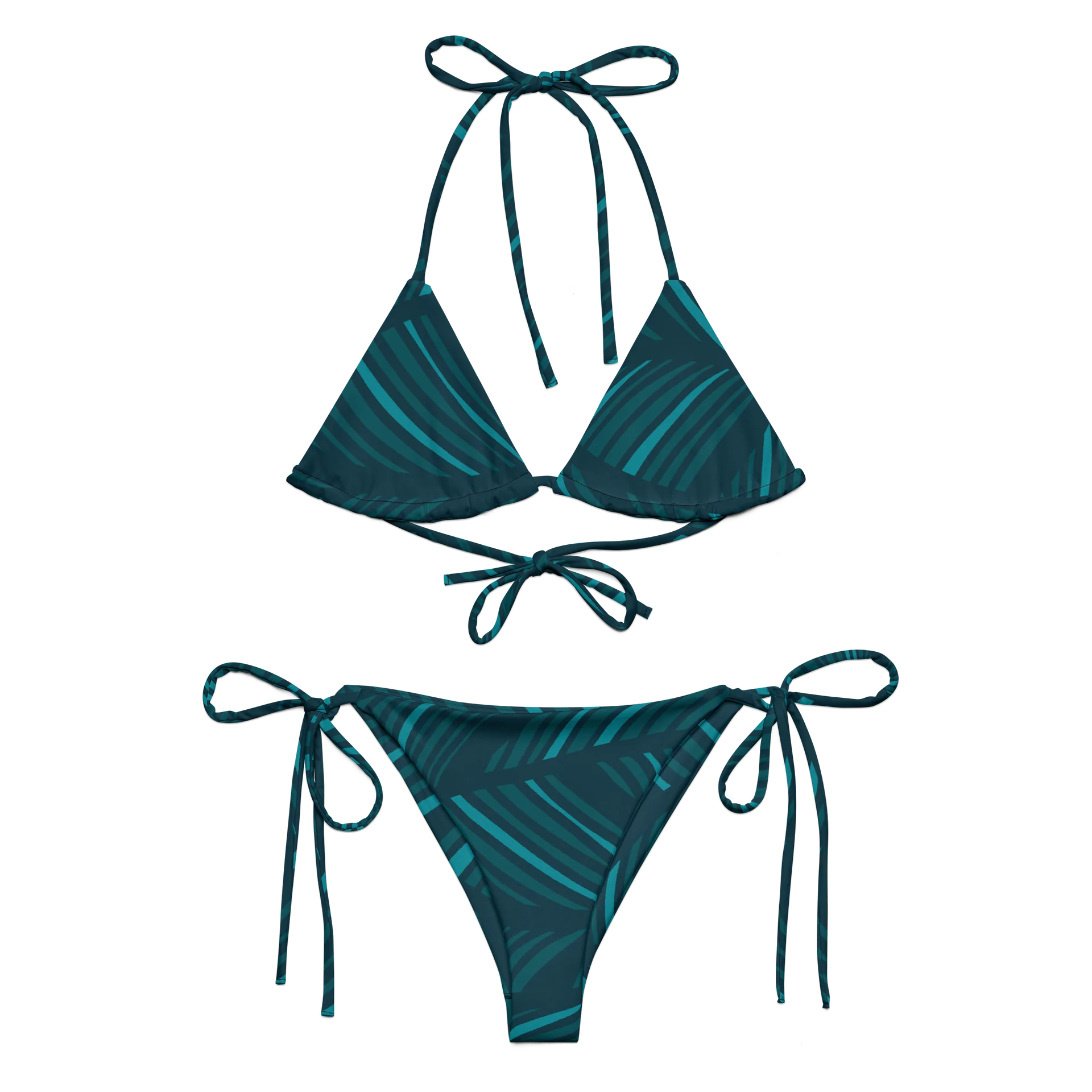 Teal Wave Abstract String Bikini product image (8)
