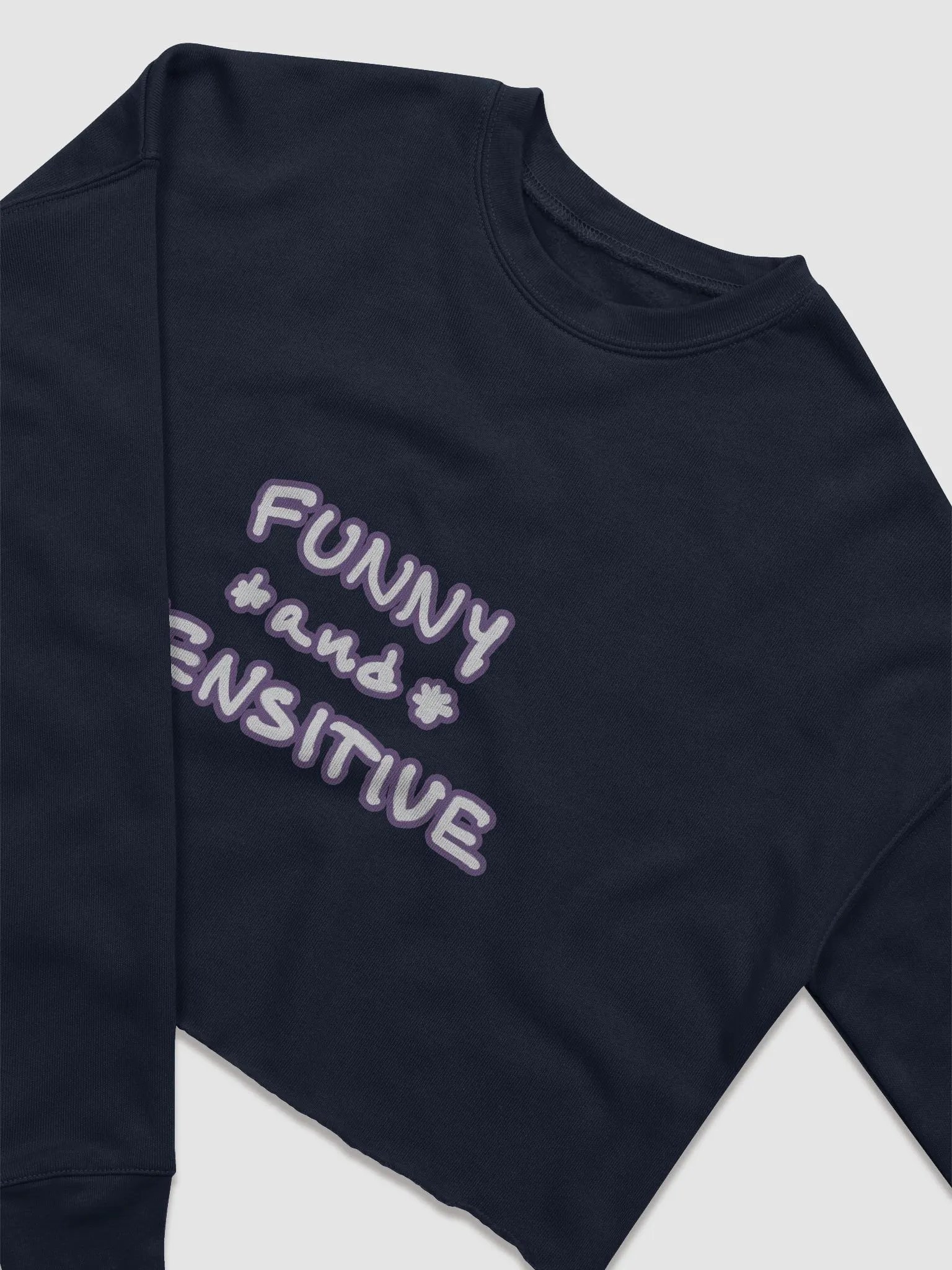 FUNNY *and* SENSITIVE (lined design, #74578B) women’s fleece crop sweatshirt product image (33)