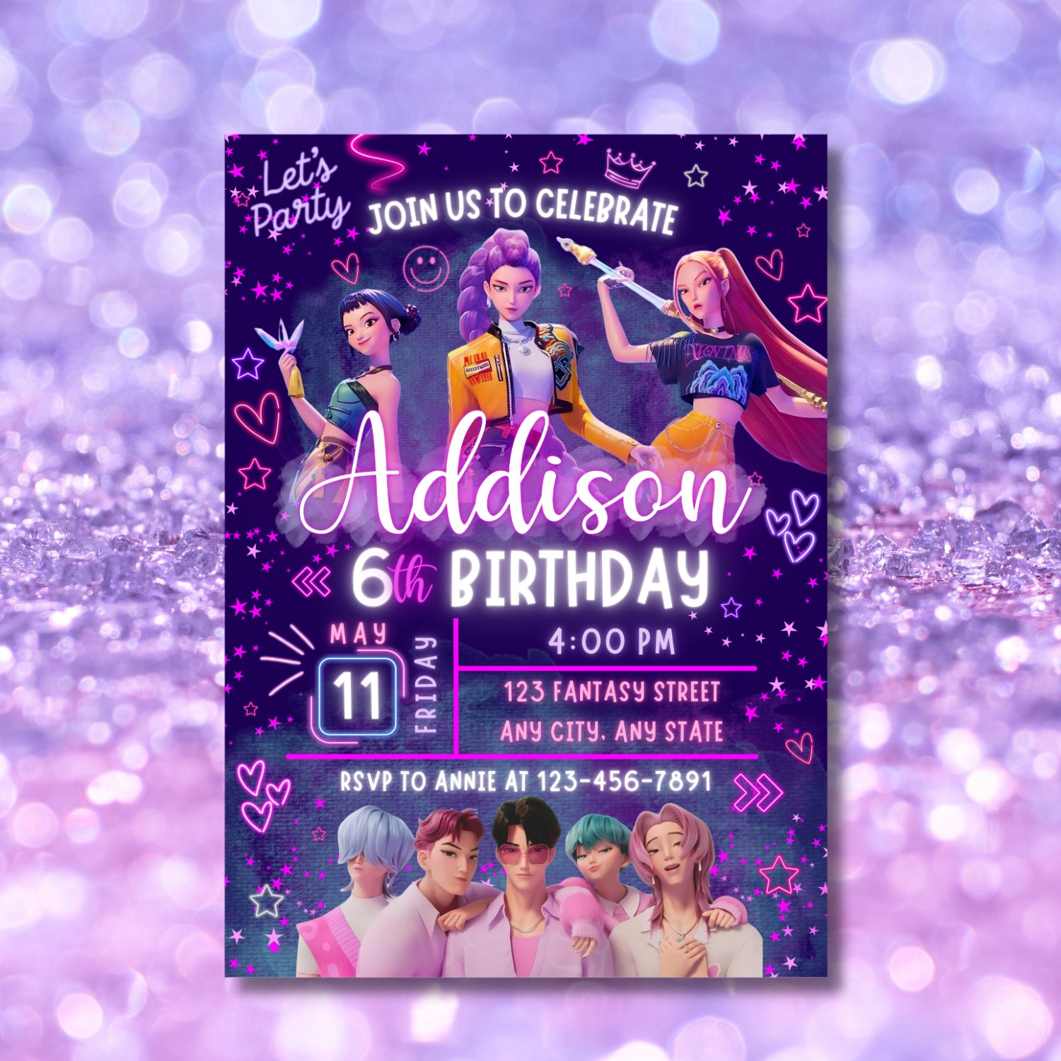 KPOP Demon Hunters Birthday Invitation product image (4)