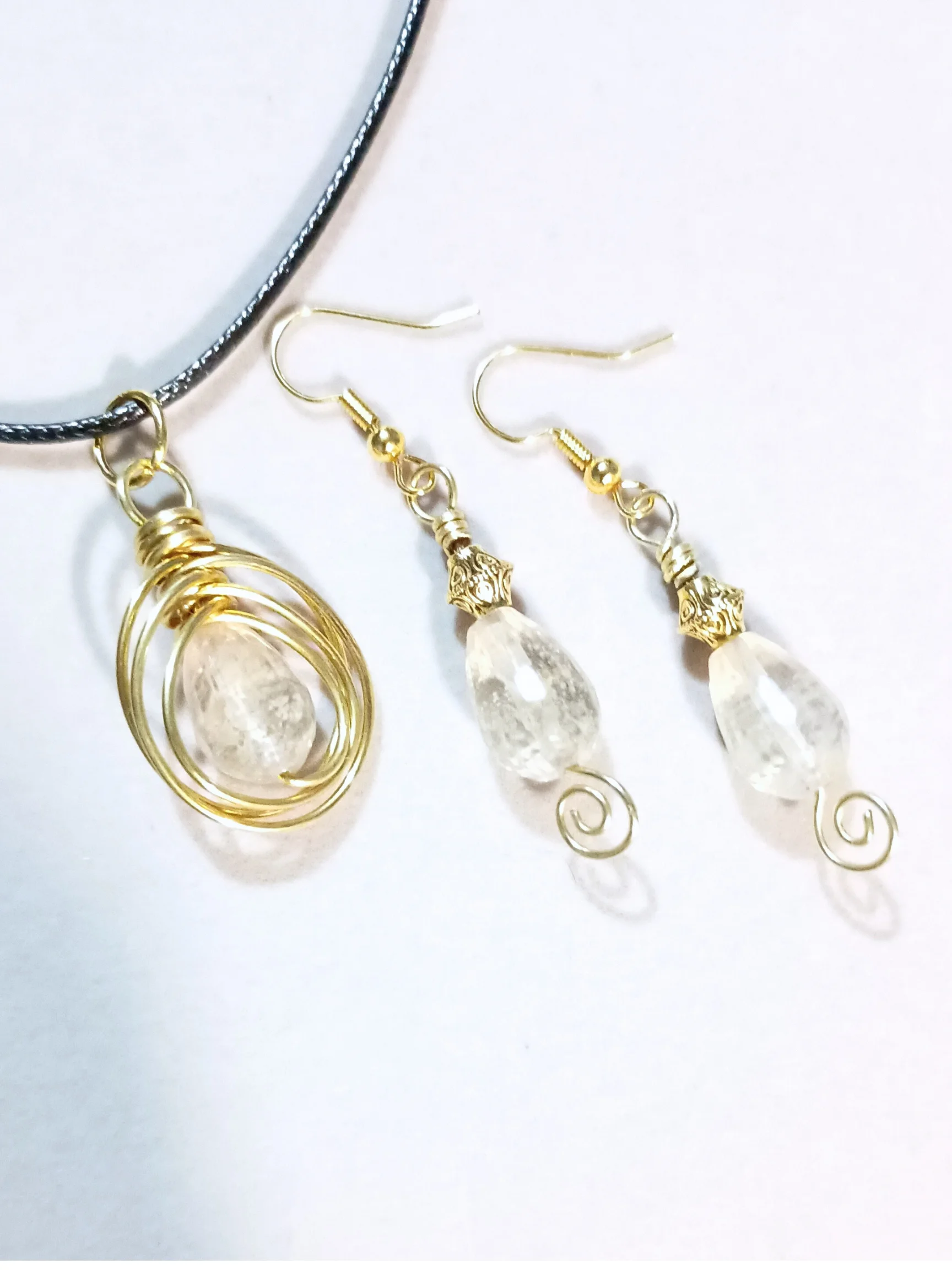 Glow-Up Energy! Citrine Pendant & Earrings | Gold-Tone Set | "Champagne & Lies" product image (1)