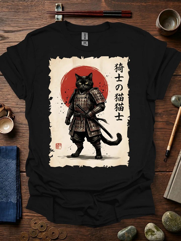 Rising Sun Cat Samurai T-Shirt product image (11)