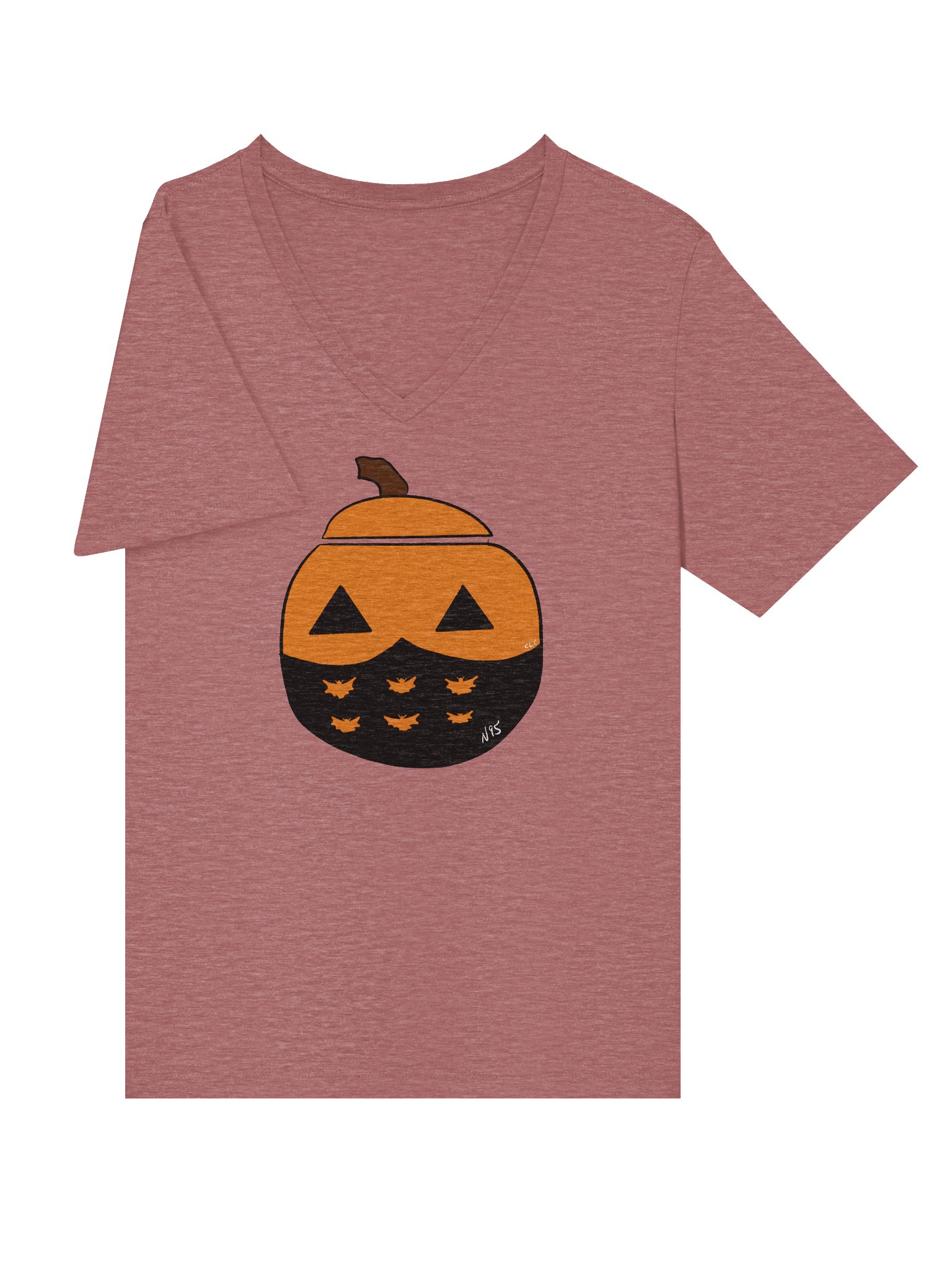 Mask-O-Lantern v-neck tee (black mask) product image (5)