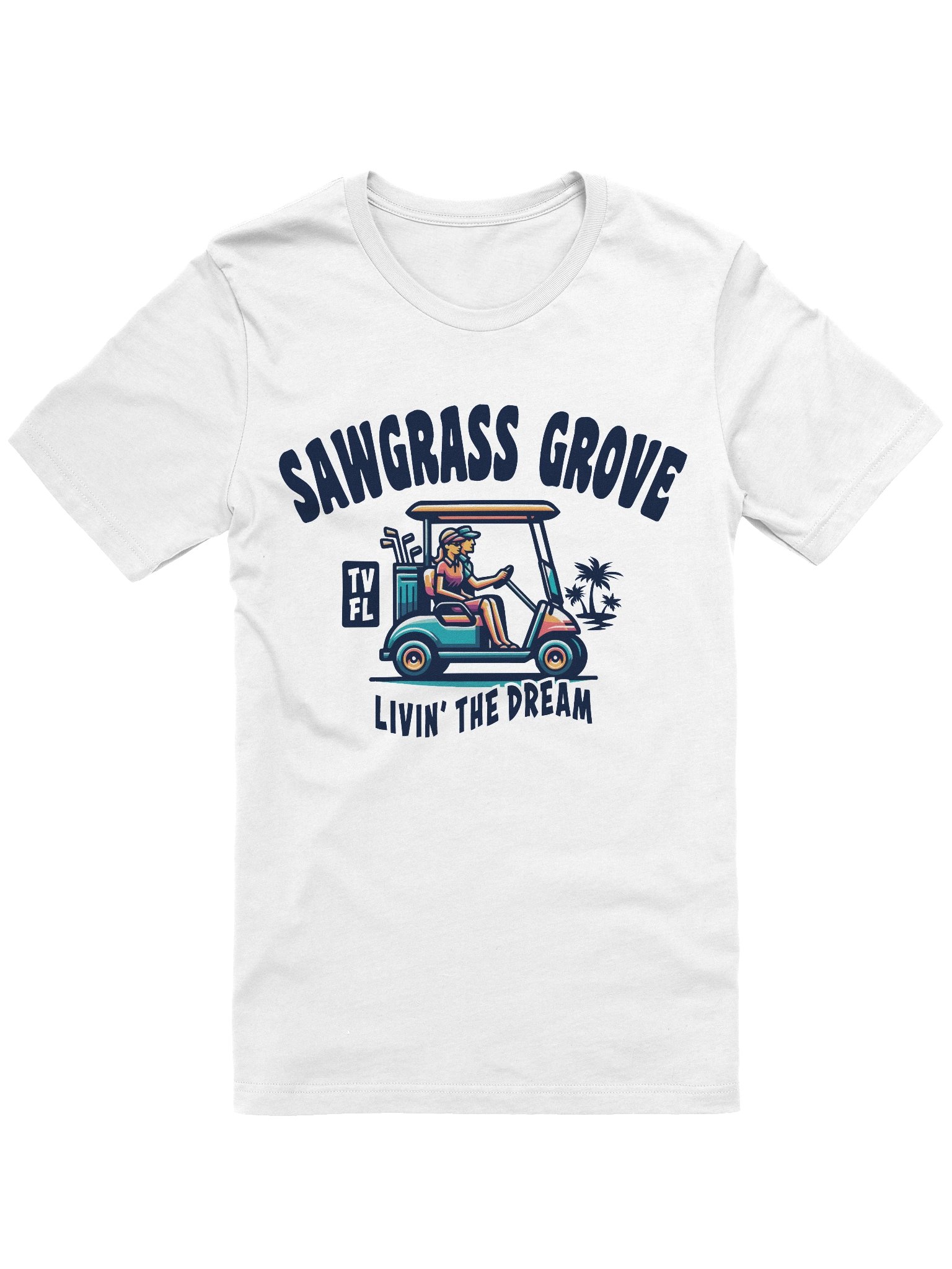 Sawgrass Grove TV Florida USA Fun Golf Cart Design T-shirt product image (2)